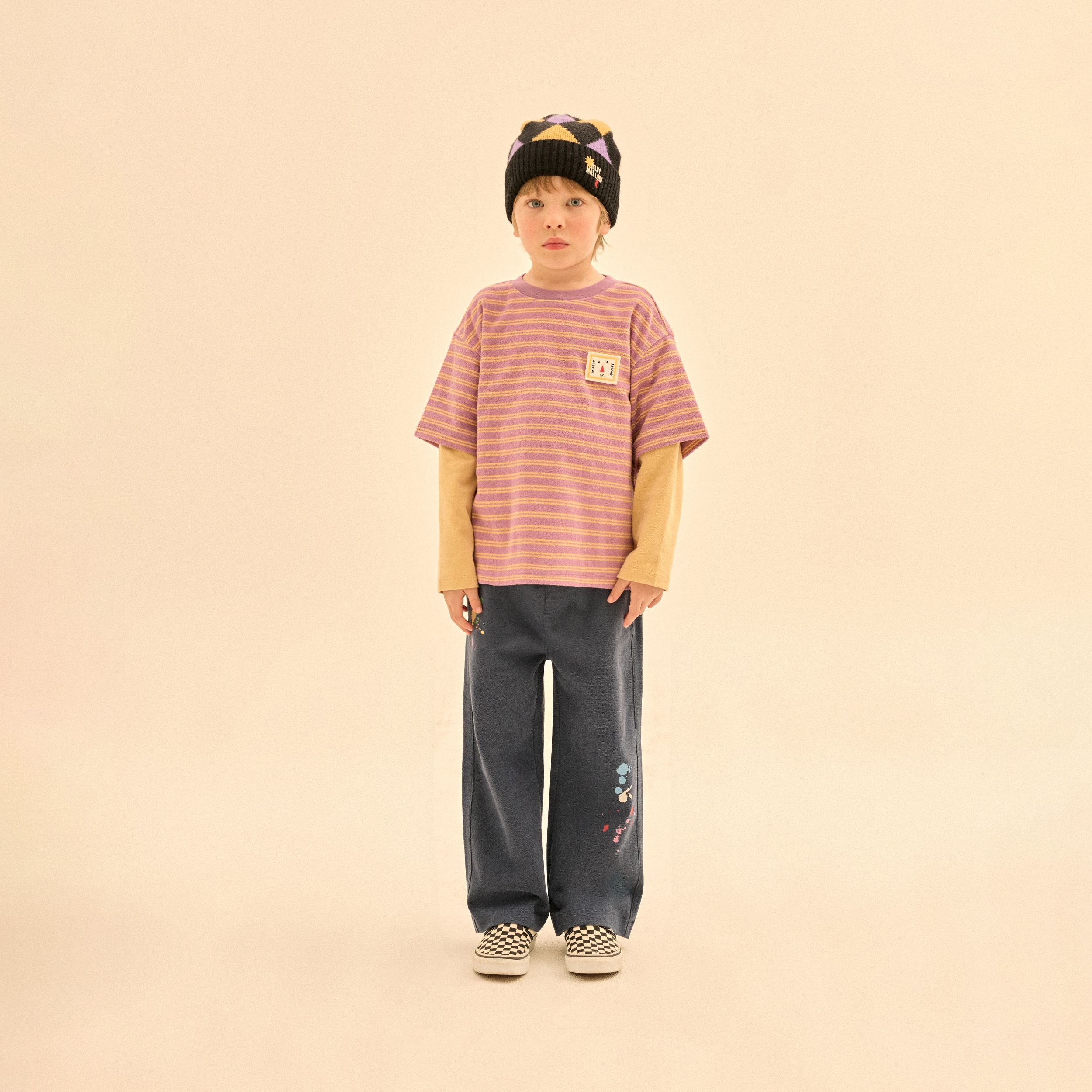 Boys & Girls Purple Stripes Cotton Long Sleeves T-Shirt