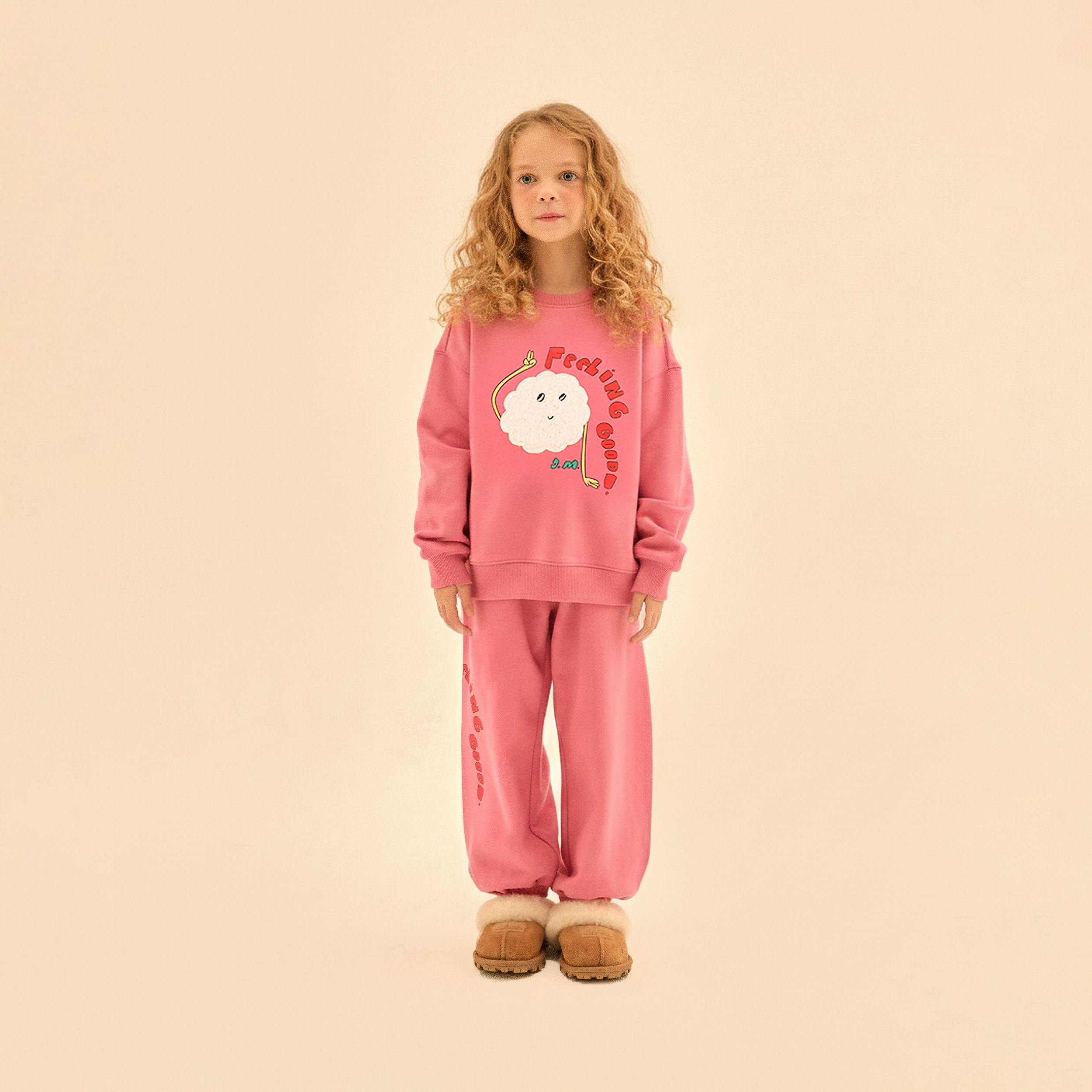 Boys & Girls Pink Printed Cotton Sweatshirt