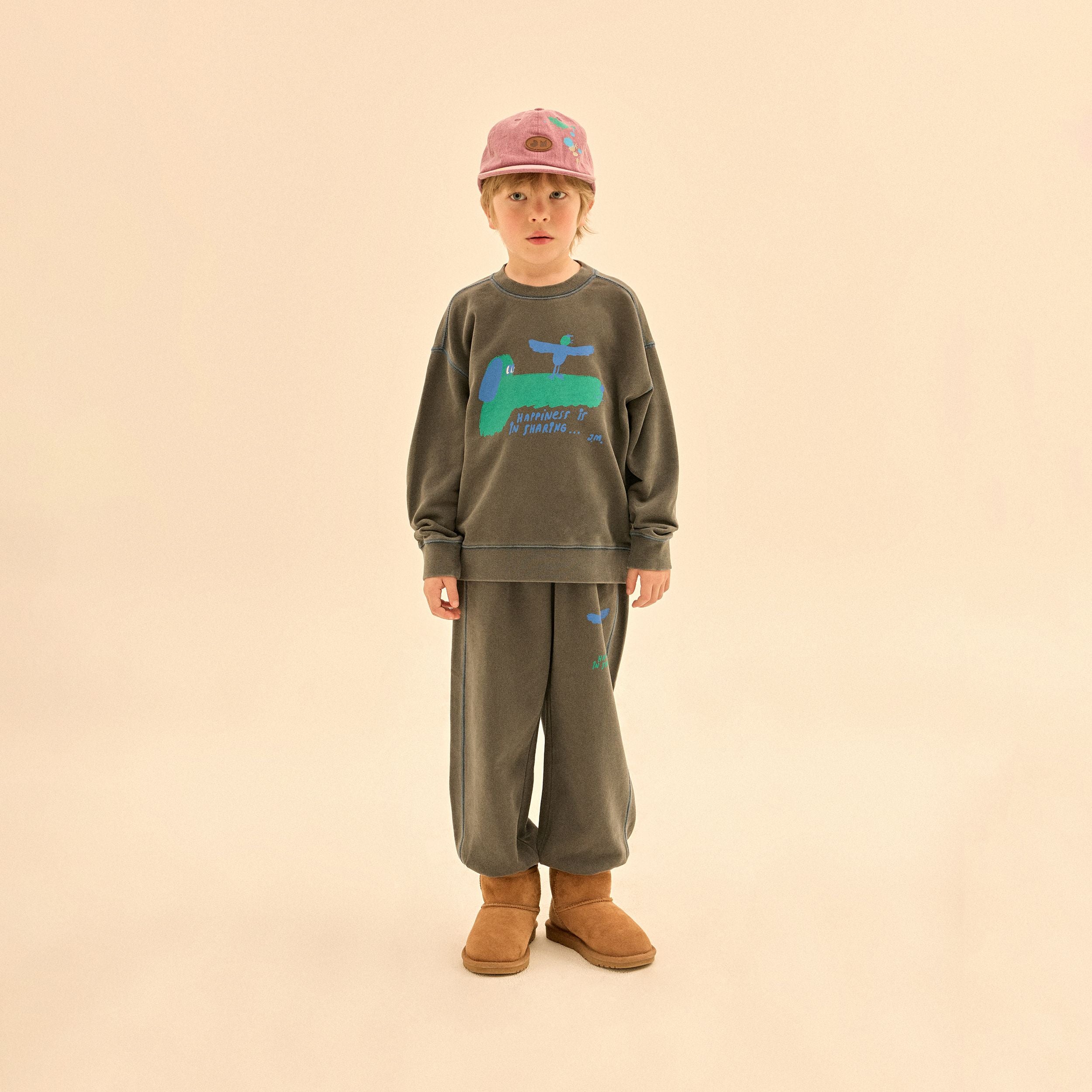 Boys & Girls Charcoal Printed Cotton Sweatshirt