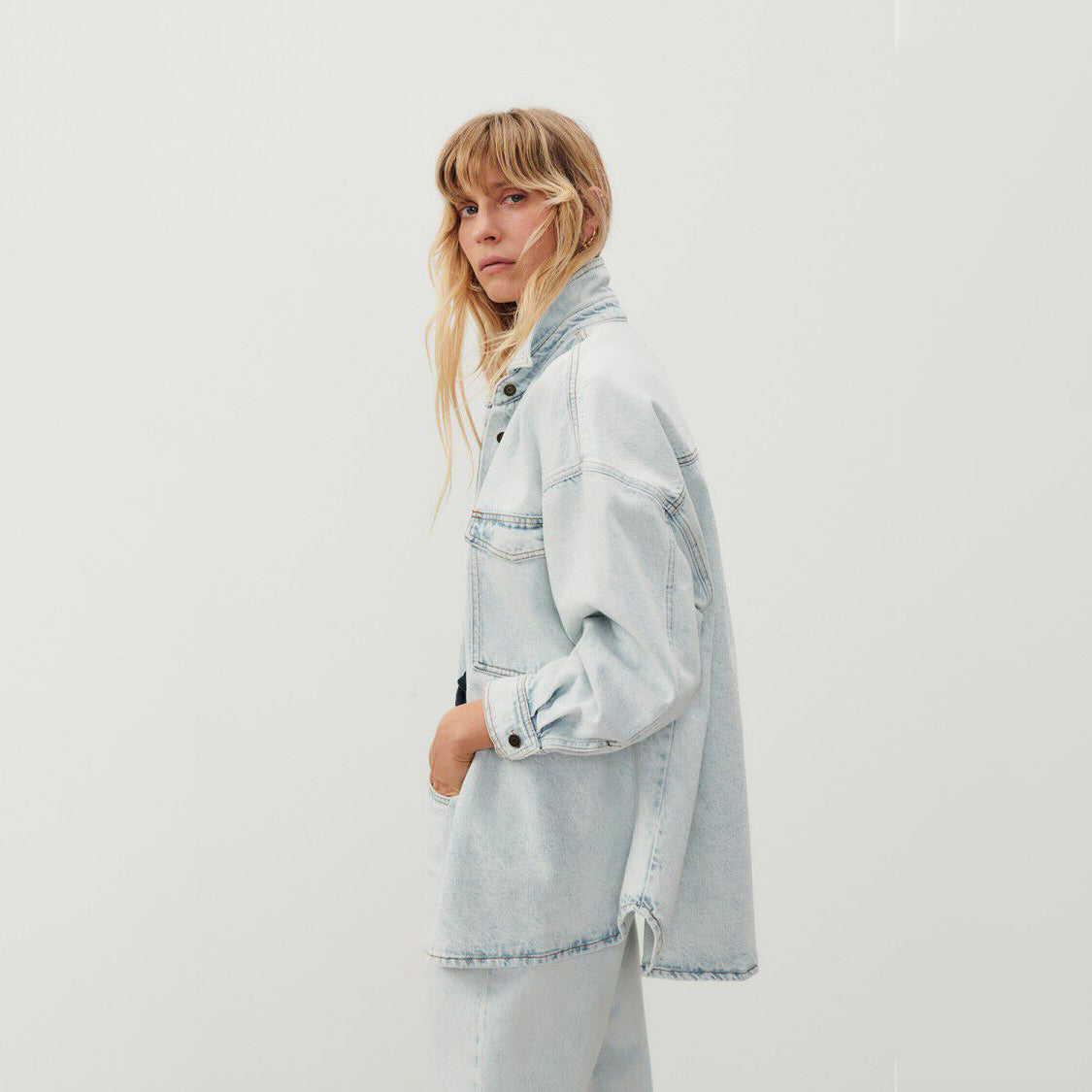 Women Light Blue Denim Shirt