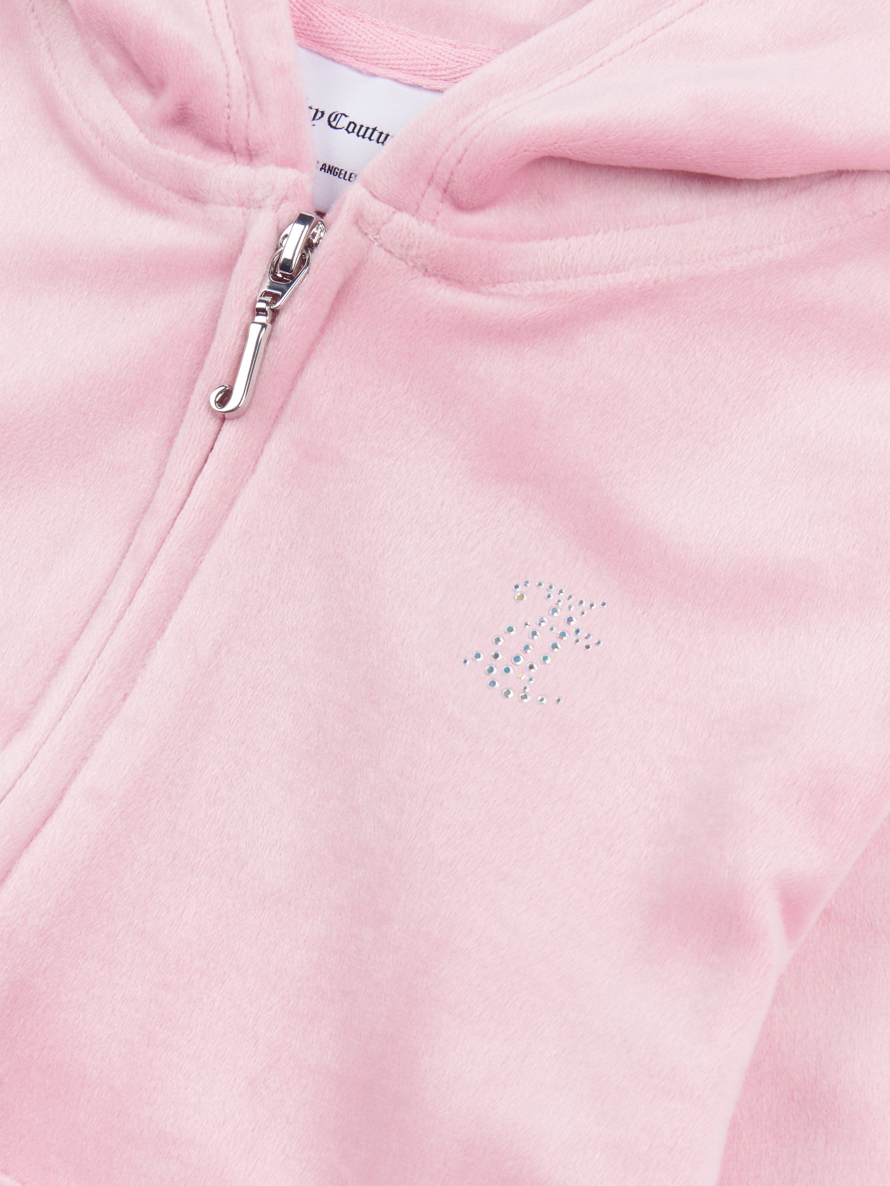 Juicy Couture Girls Diamante Logo Zip Up Top in Pink