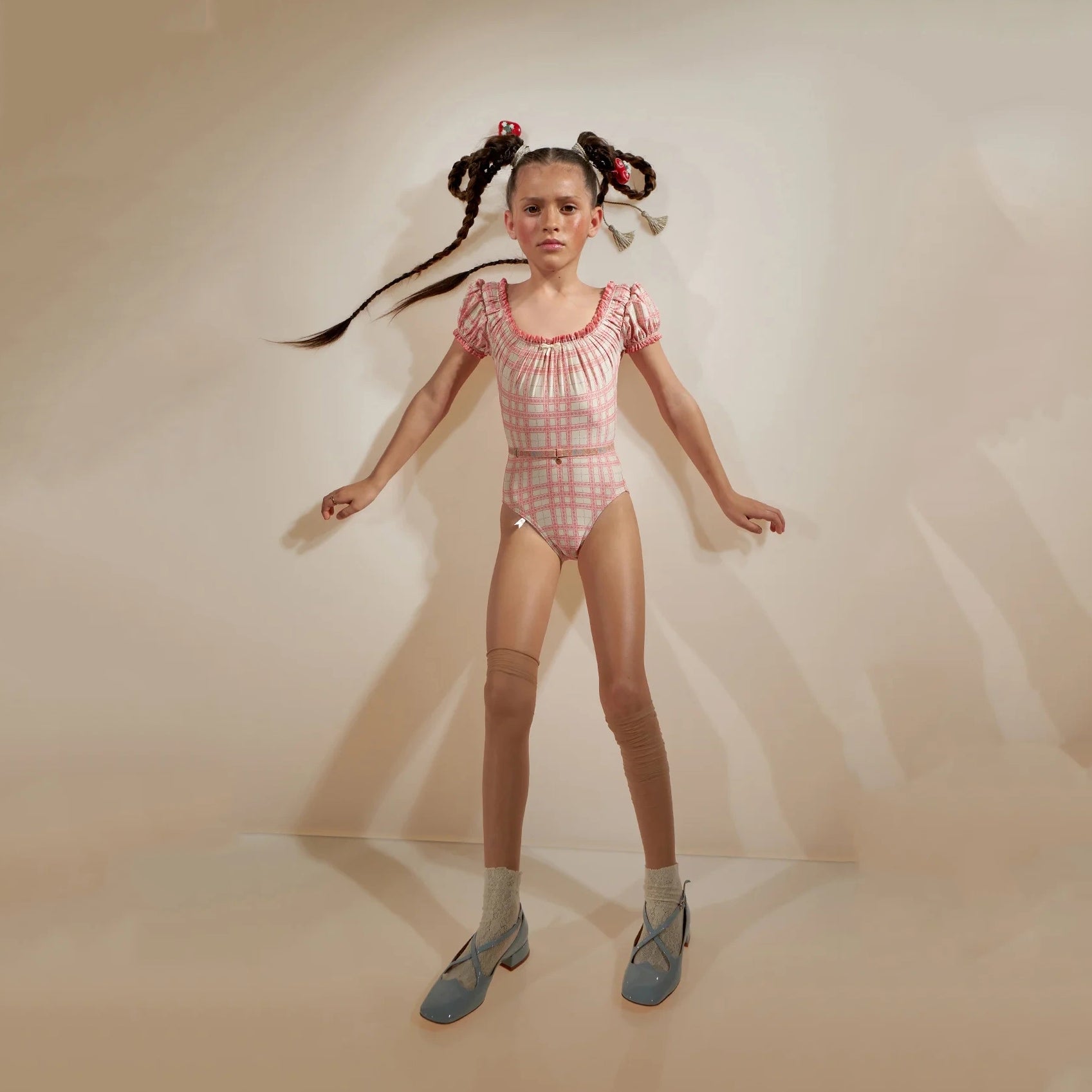 Girls Pink Puff Sleeve Ballet Onesies