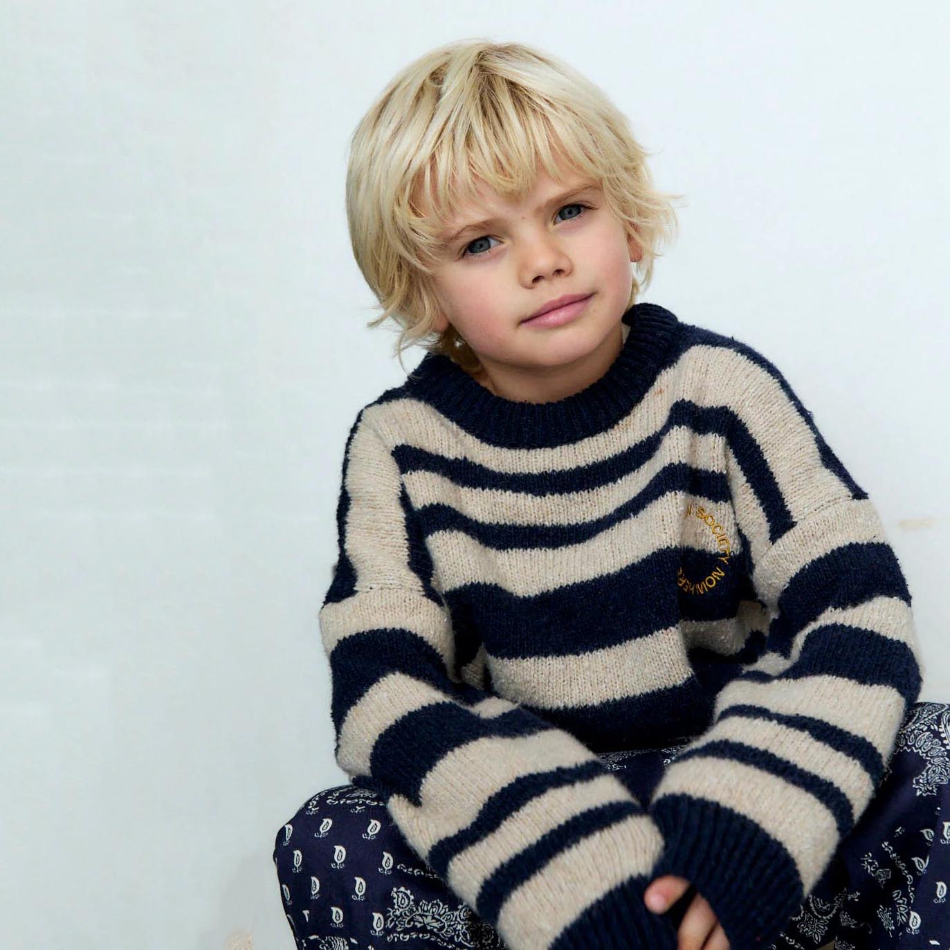 Boys & Girls Navy Stripes Wool Sweater
