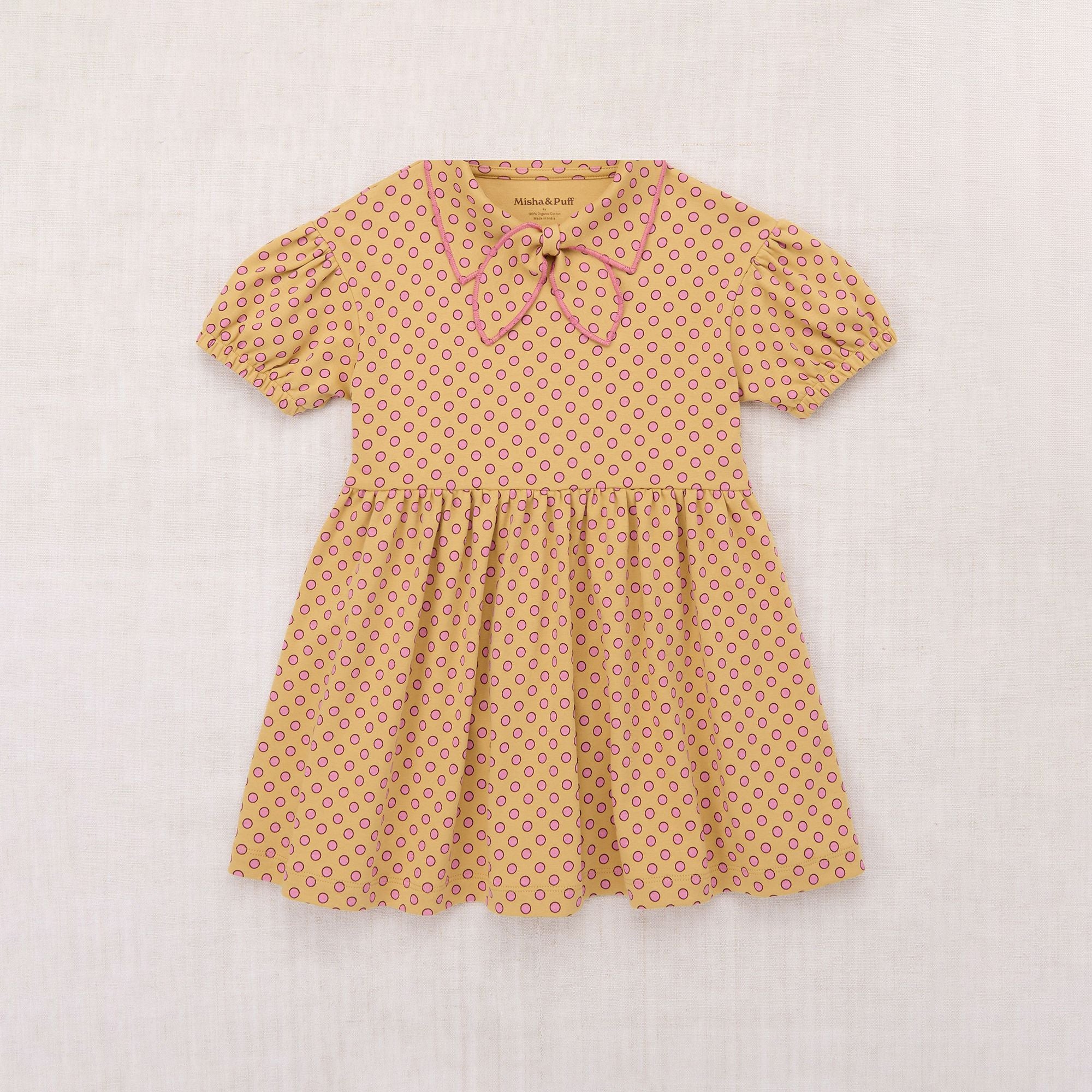 Girls Yellow Dots Cotton Dress