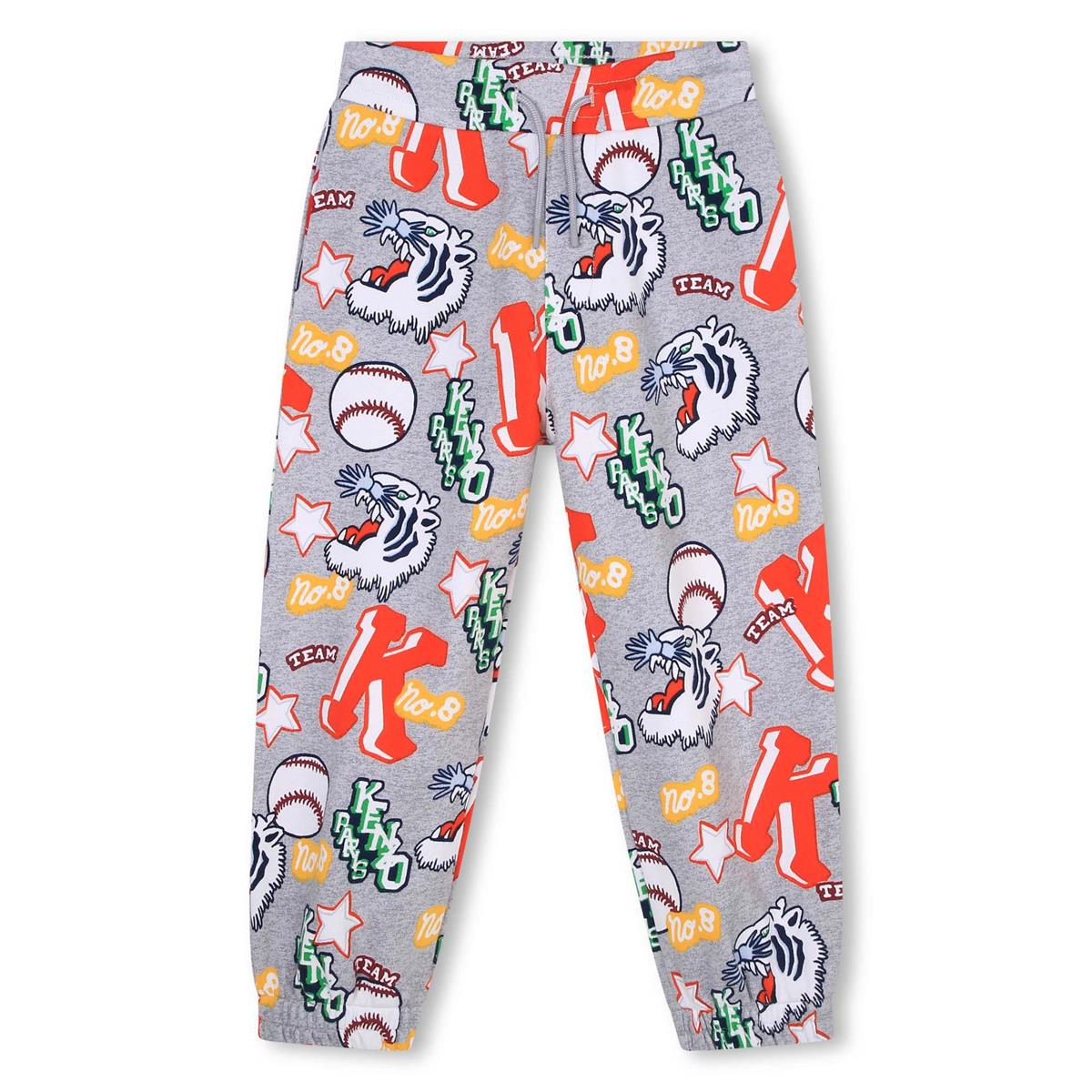 Boys Light Grey Printed Trousers
