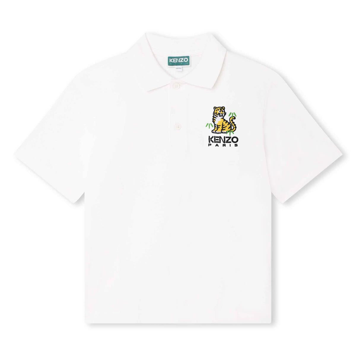 Boys White Cotton Polo Shirt