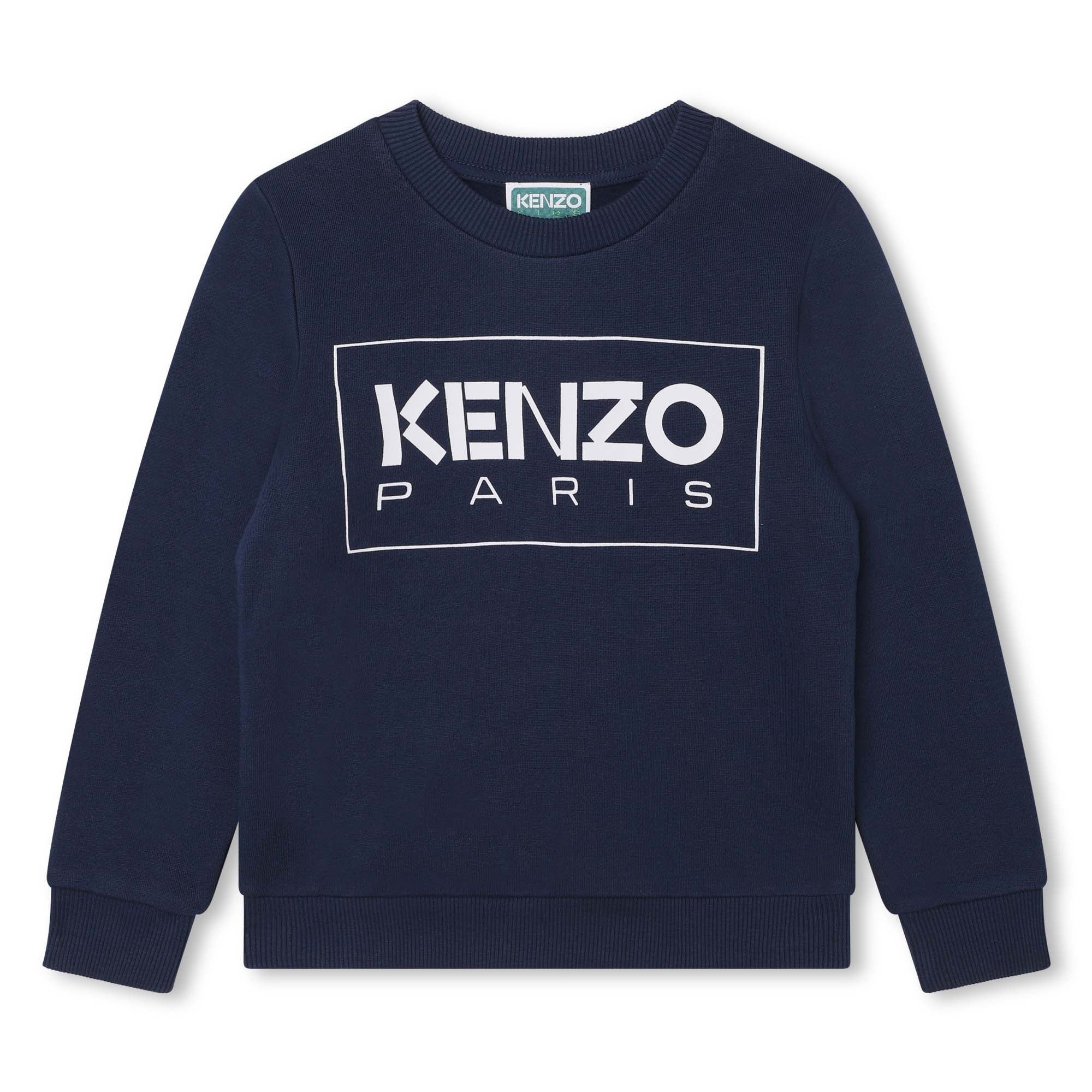 Boys Navy Logo Cotton Sweatshirt