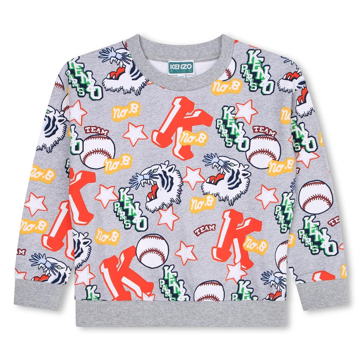 Boys Grey Printed Cotton Sweatshirt