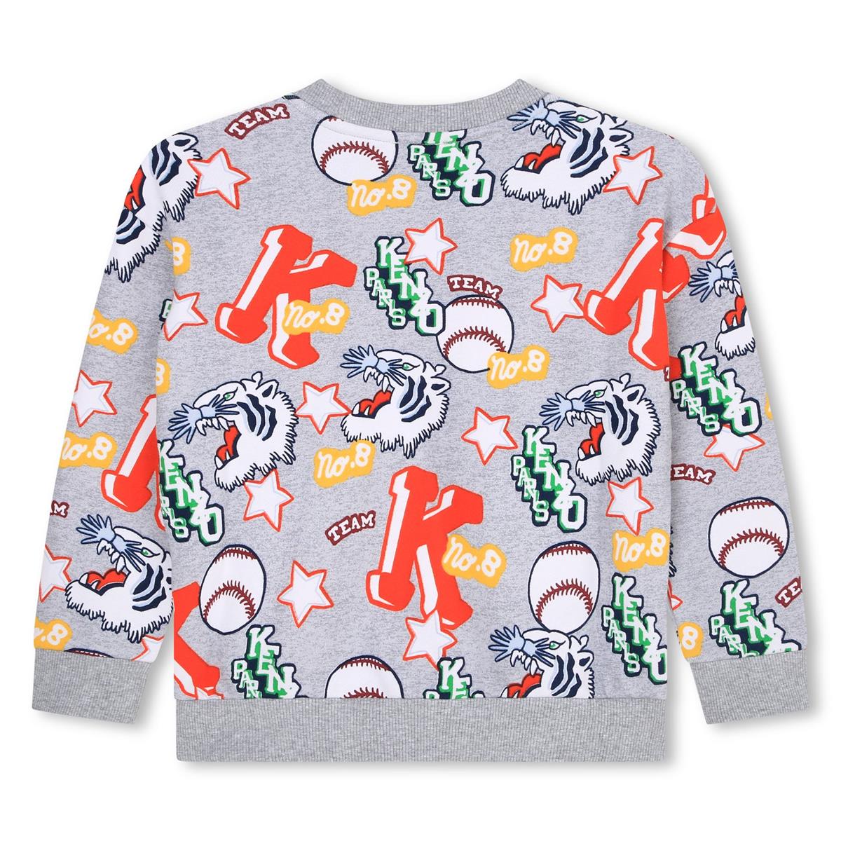 Boys Grey Printed Cotton Sweatshirt