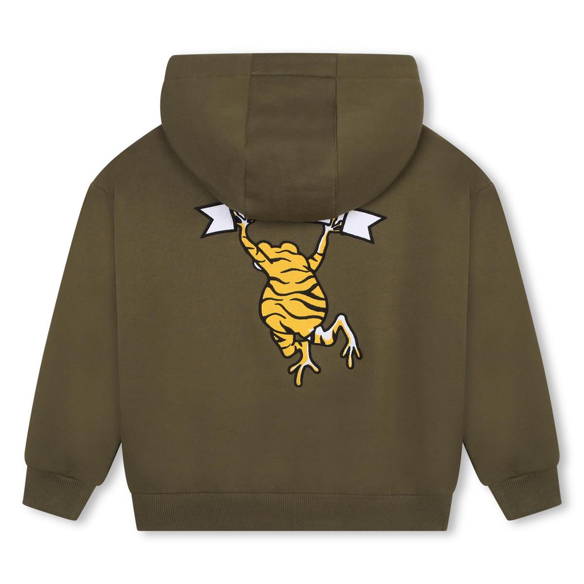 Boys Dark Green Hooded Cotton Sweatshirt
