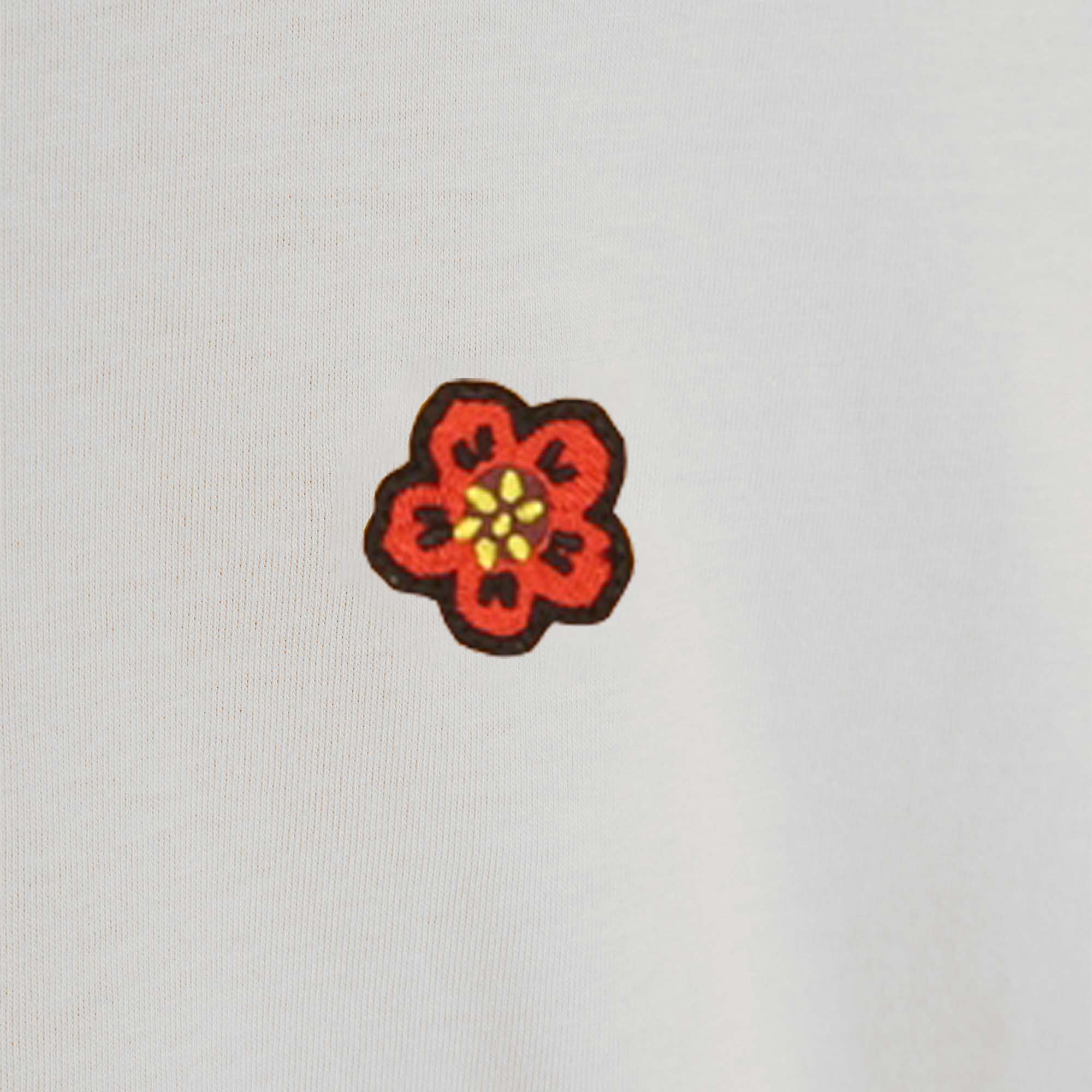Boys White Flower Cotton T-Shirt