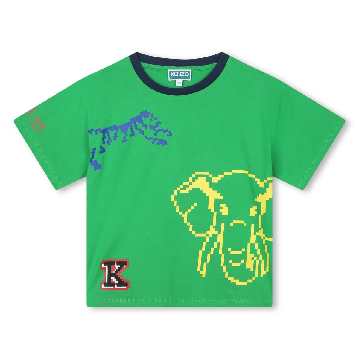 Boys Green Logo Cotton T-Shirt