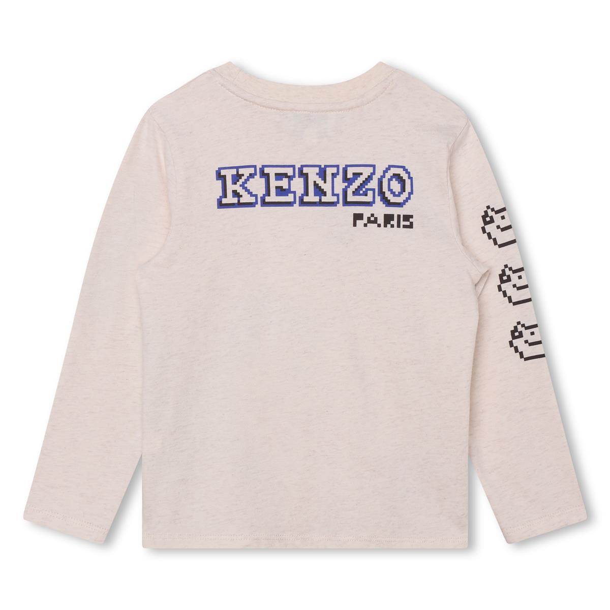 Boys Beige Printed Cotton T-Shirt