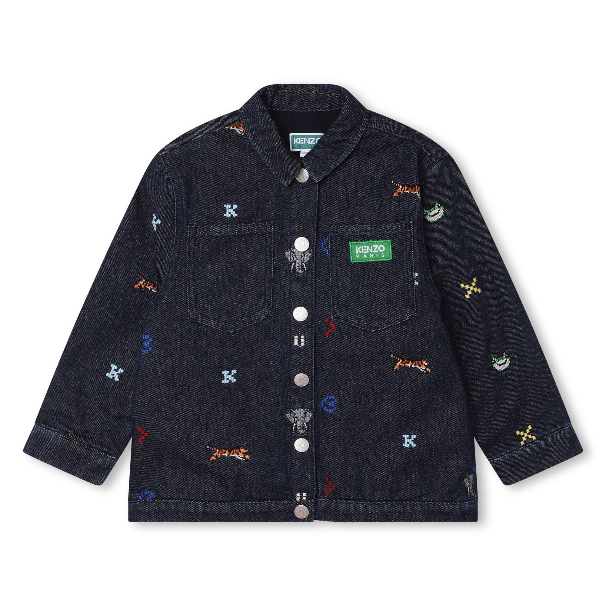 Boys Black Embroidered Denim Jacket