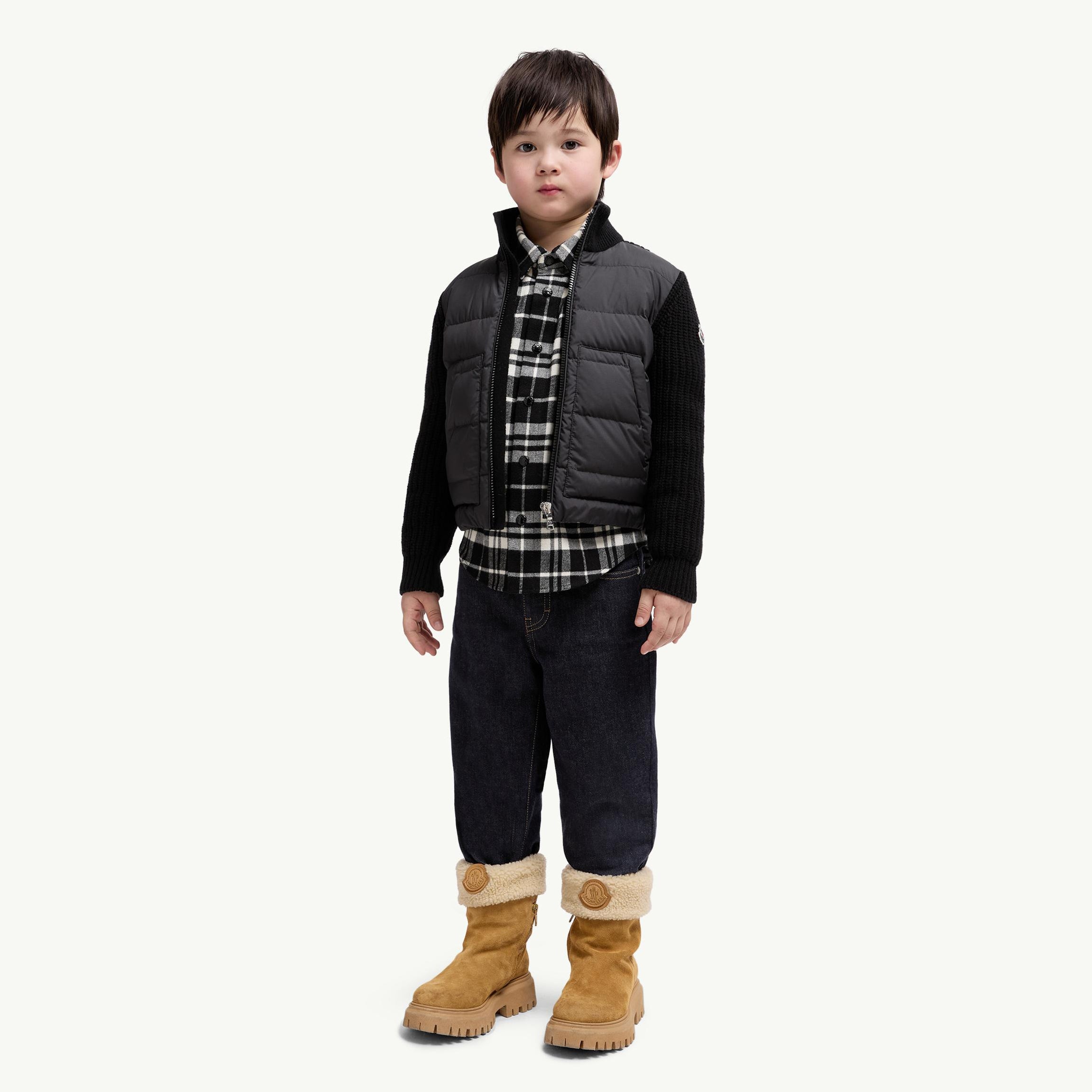 Boys Black Padded Down Zip-Up Top