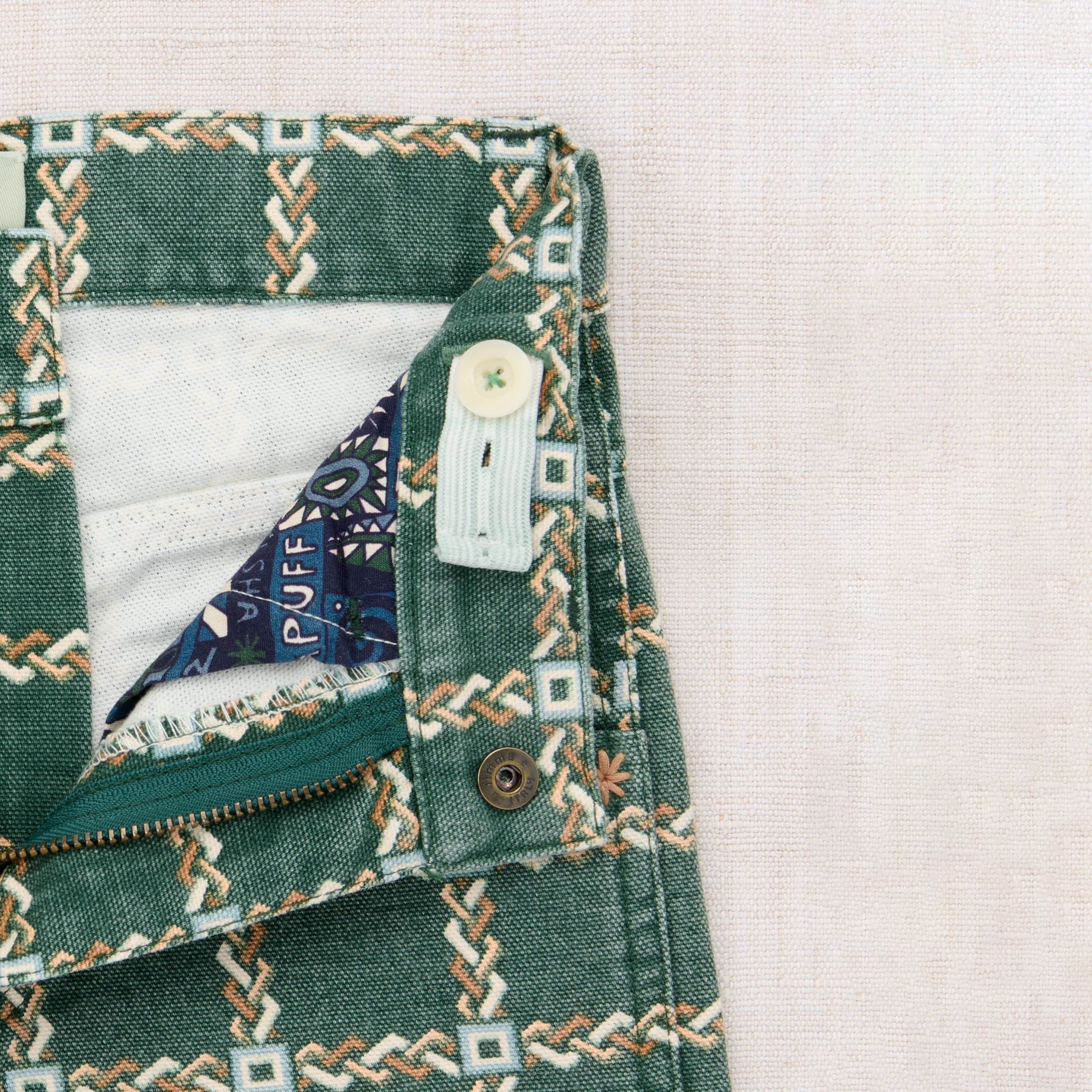 Boys & Girls Green Check Cotton Trousers