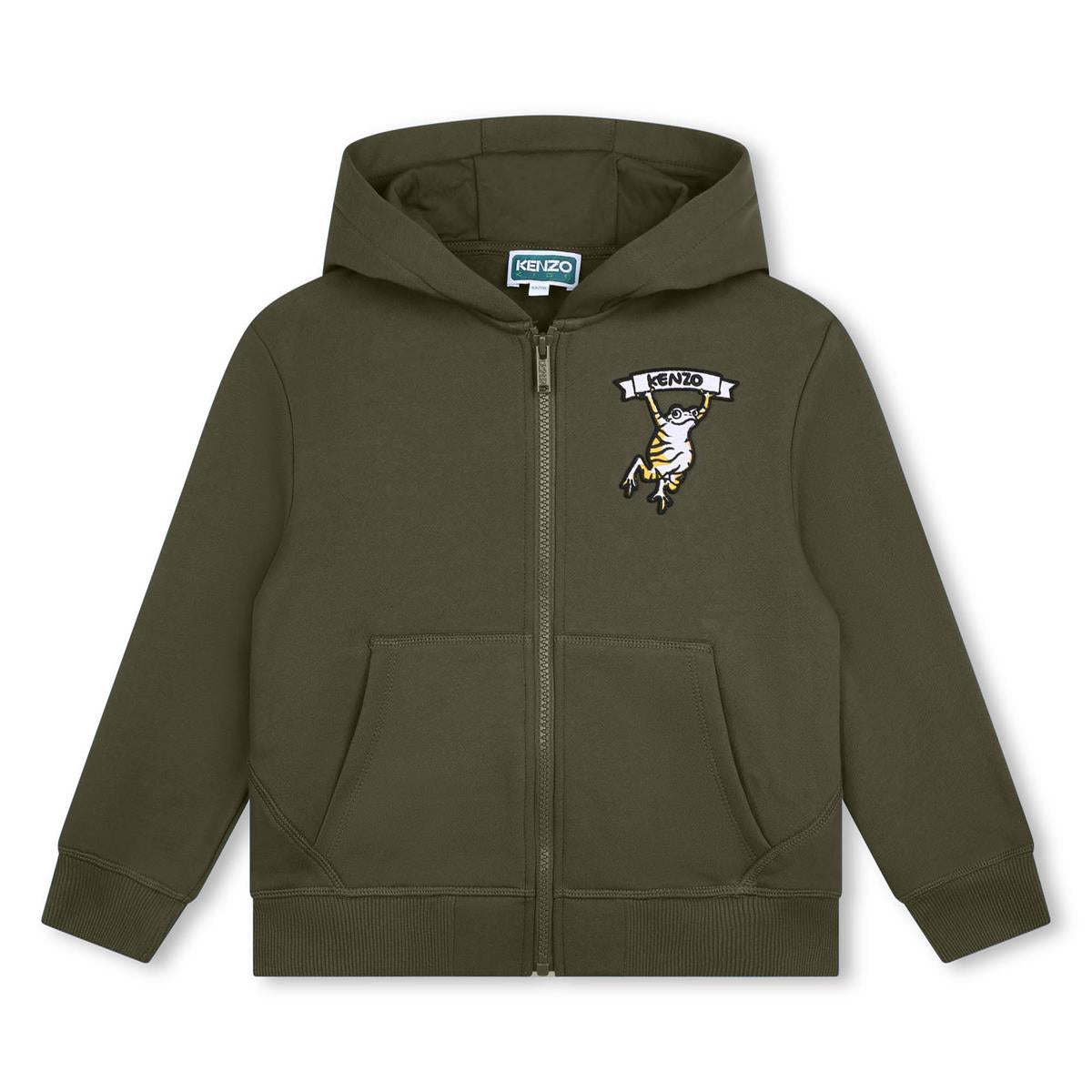 Boys Army Green Zip-Up Top