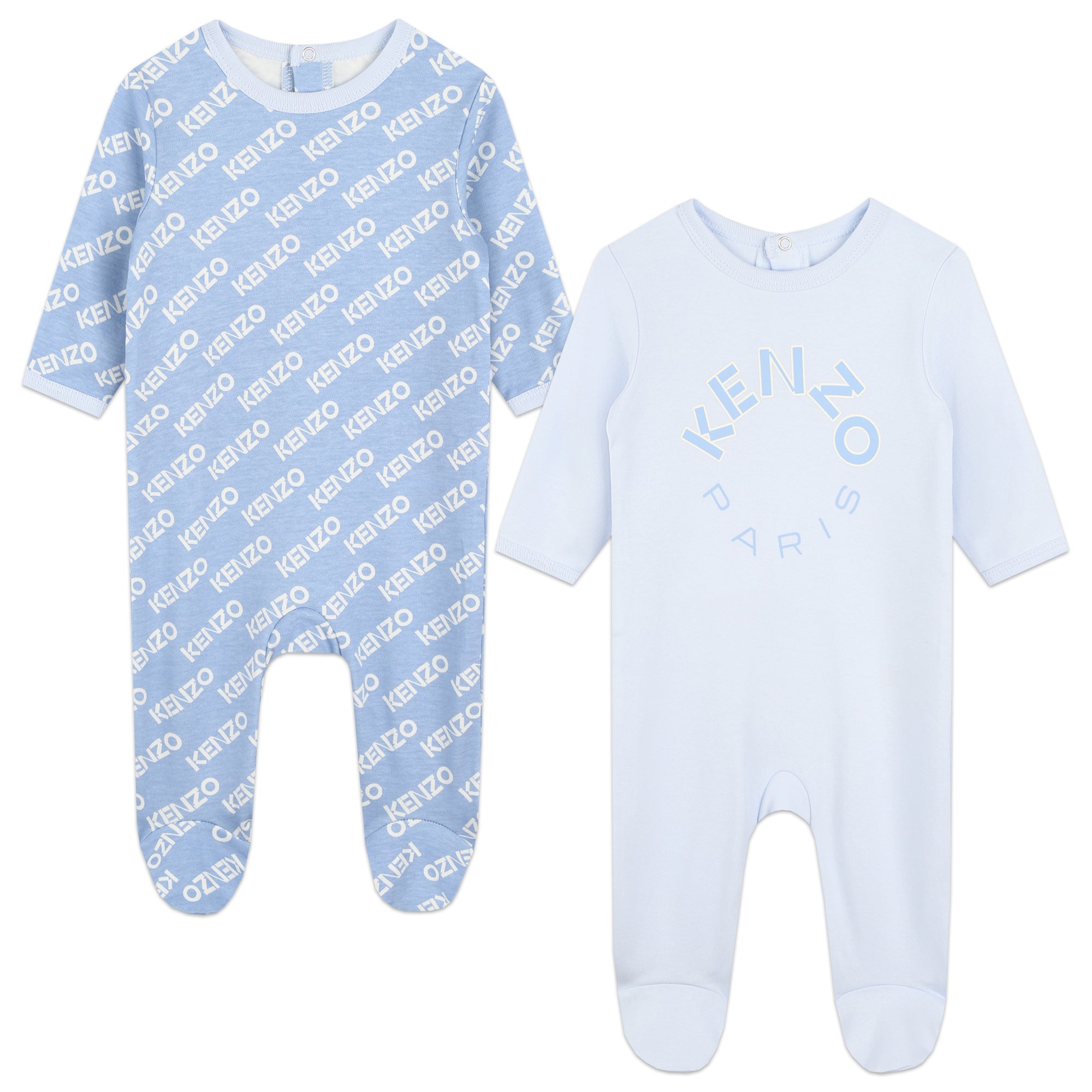 Baby Boys & Girls Blue Cotton Babysuit Set(2 Pack)