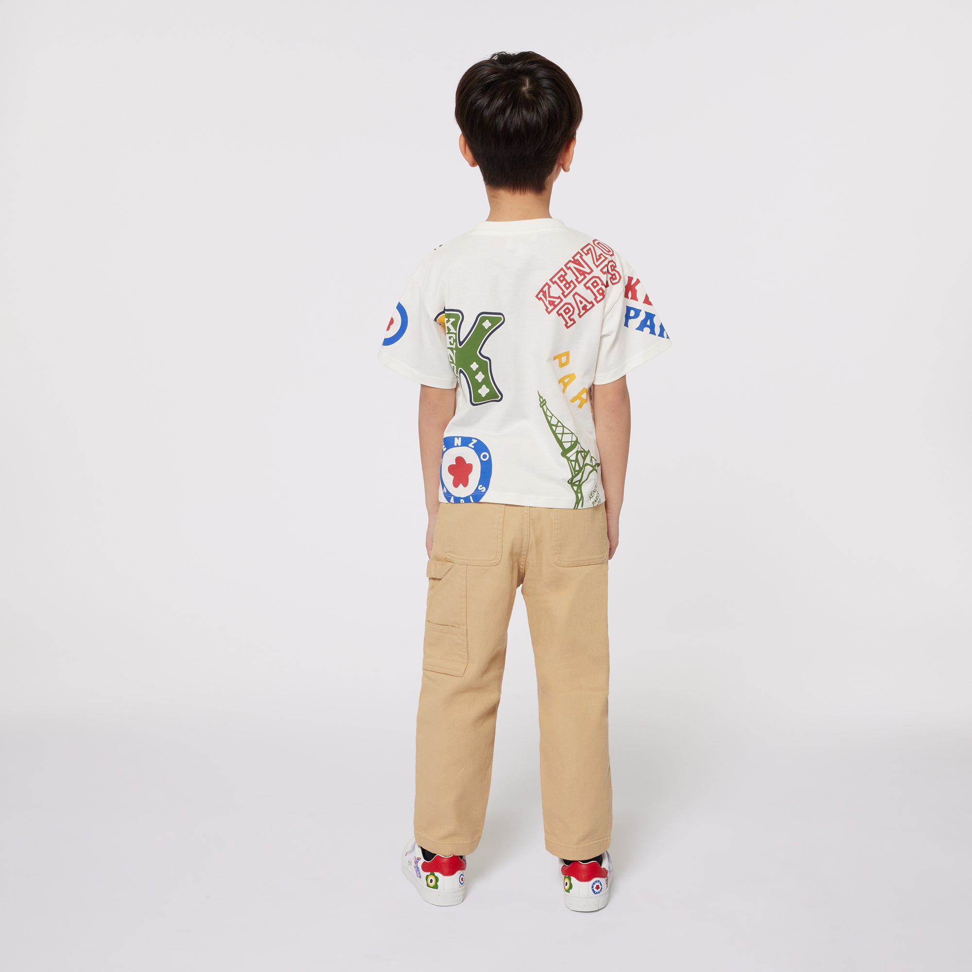 Boys Ivory Printed Cotton T-Shirt
