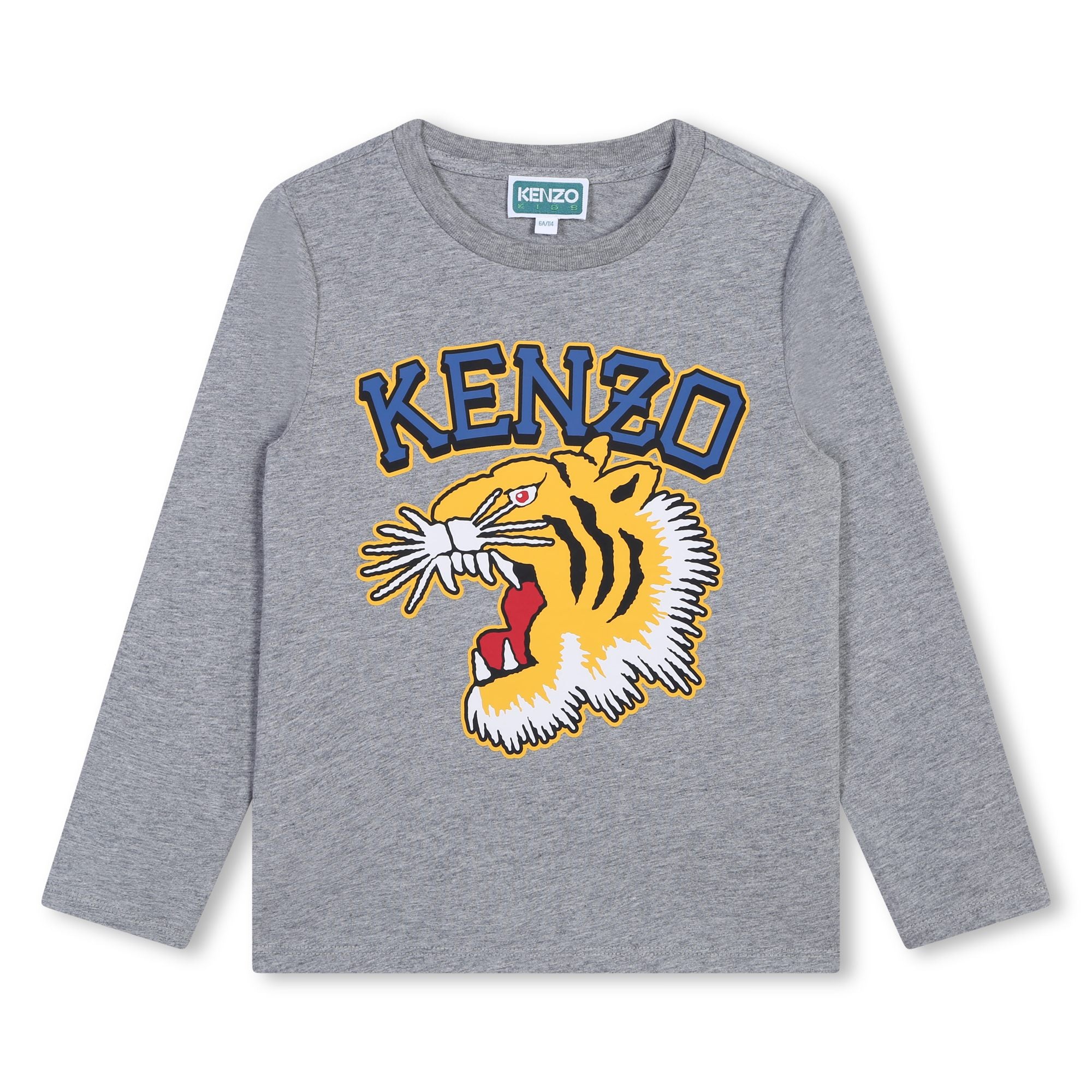 Boys Grey Tiger Cotton T-Shirt