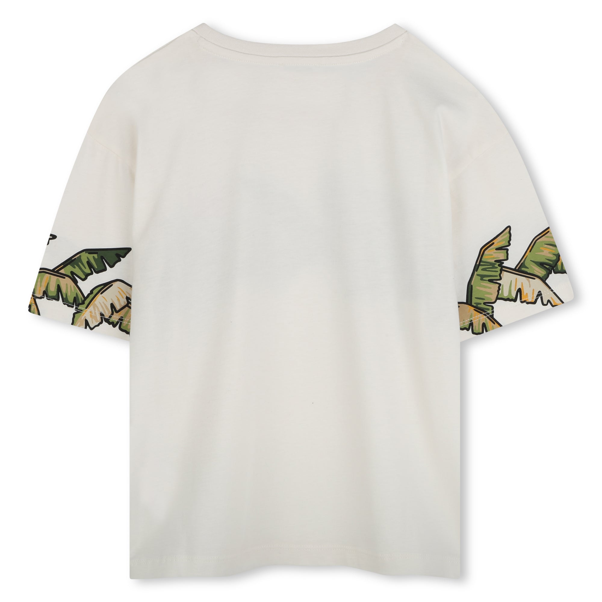 Girls White Print Cotton T-Shirt