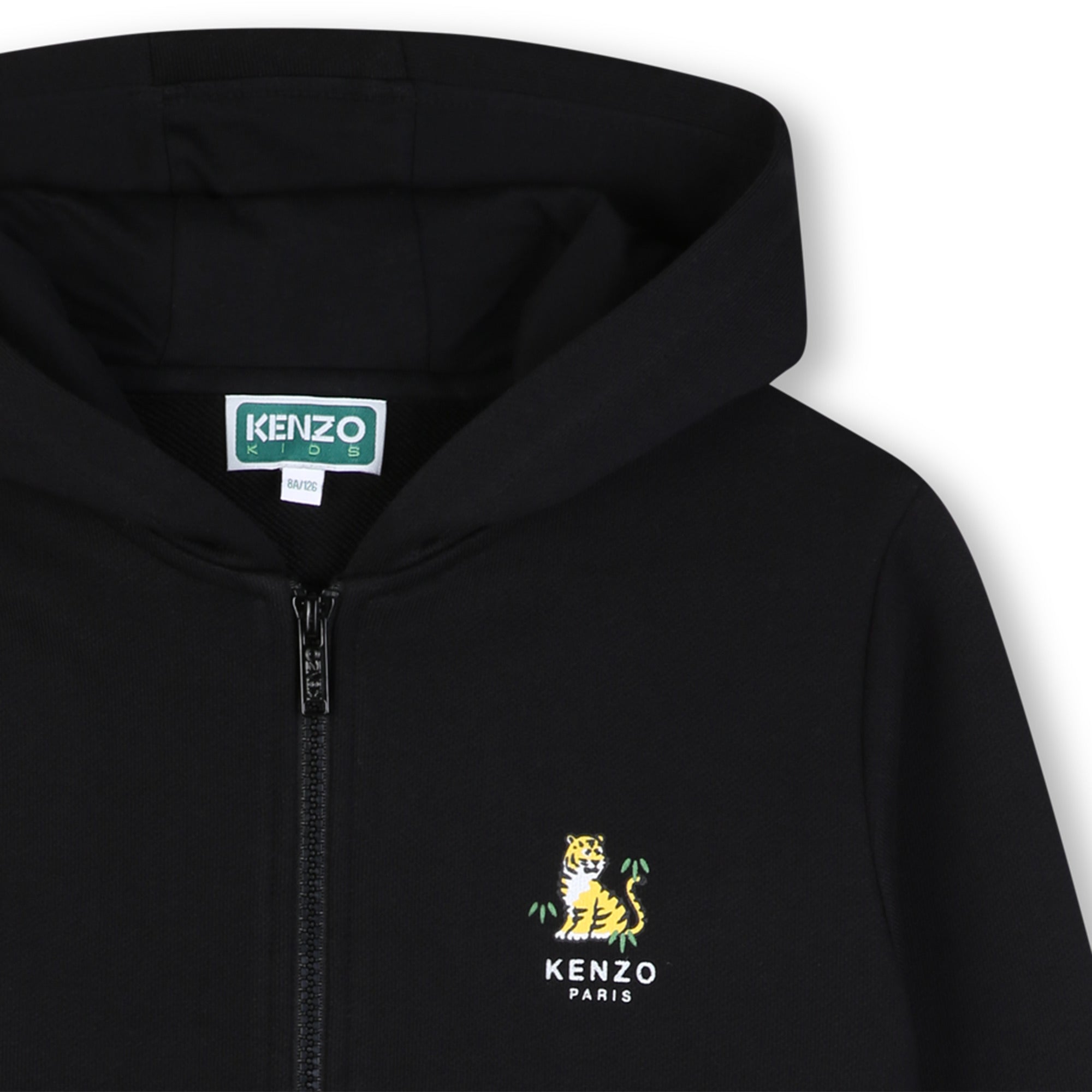 Boys & Girls Black Cotton Zip-Up Top