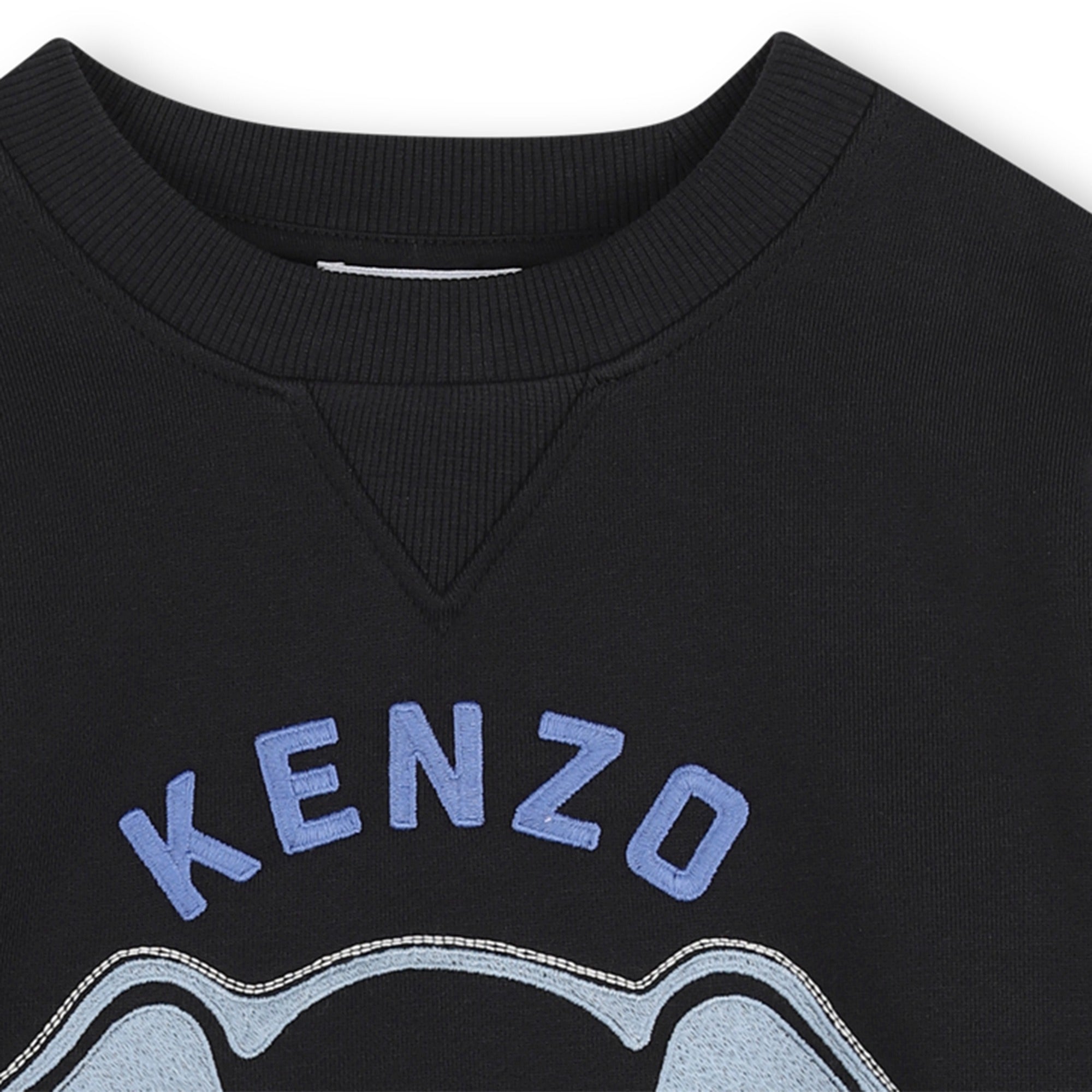 Boys & Girls Black Elephant Embroidered Cotton Sweatshirt