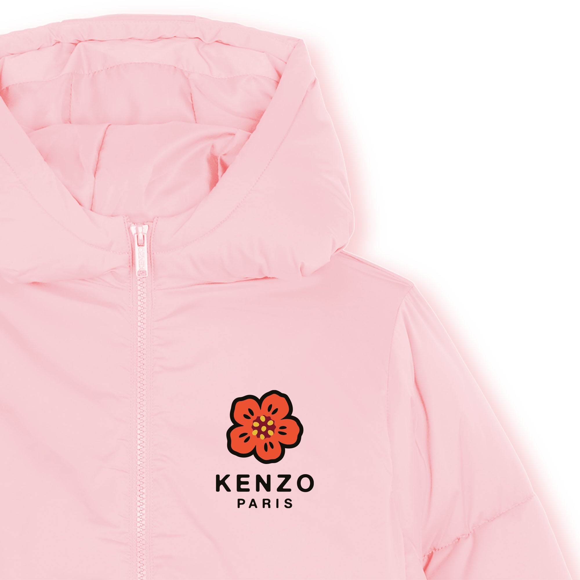 Girls Light Pink Flower Padded Jacket