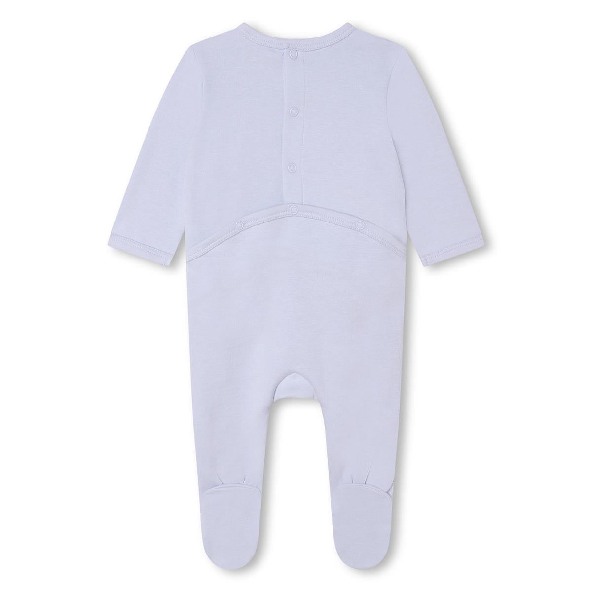 Baby Boys Blue Printed Cotton Babysuit
