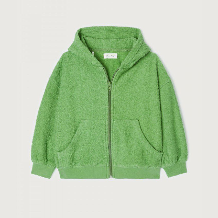 Boys & Girls Green Cotton Zip-Up Top