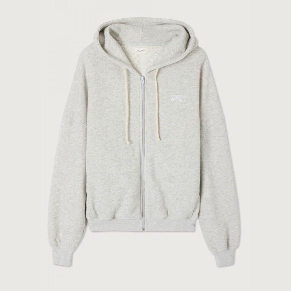 Women Light Grey Cotton Zip-Up Top