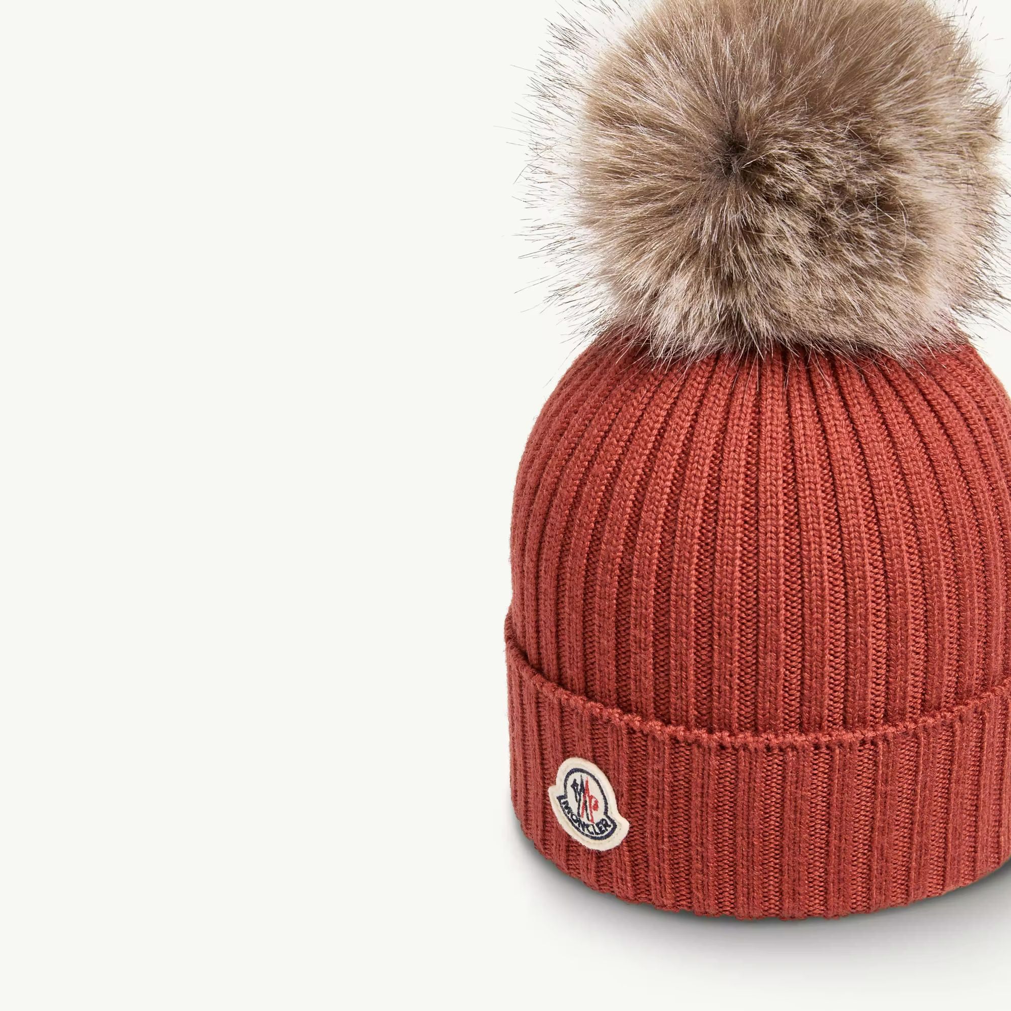 Girls Orange Wool Pom-Pom Hat