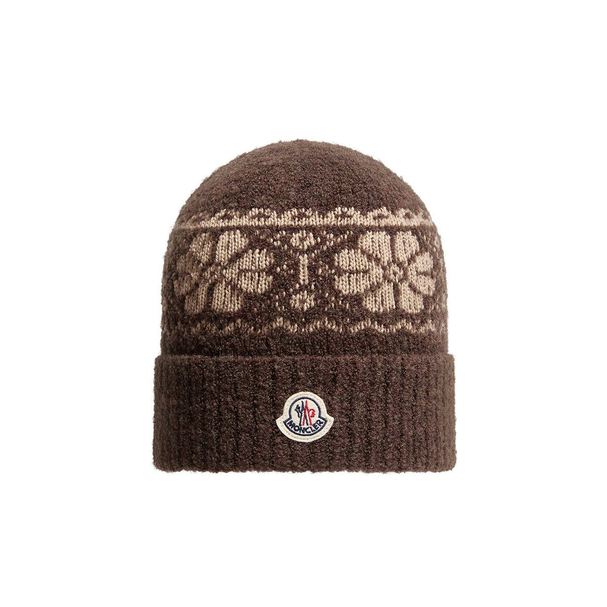 Bonnet en laine jacquard marron pour fille