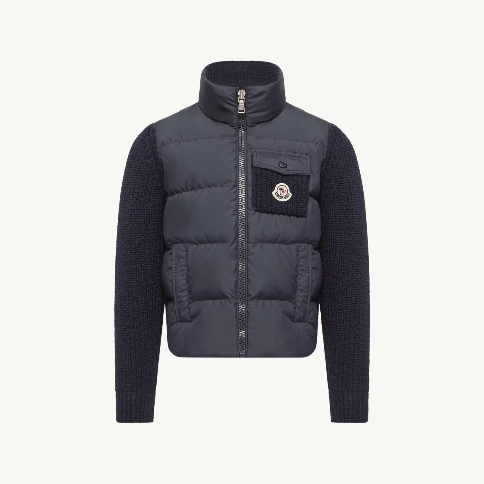 Haut zippé rembourré en duvet bleu foncé pour garçons