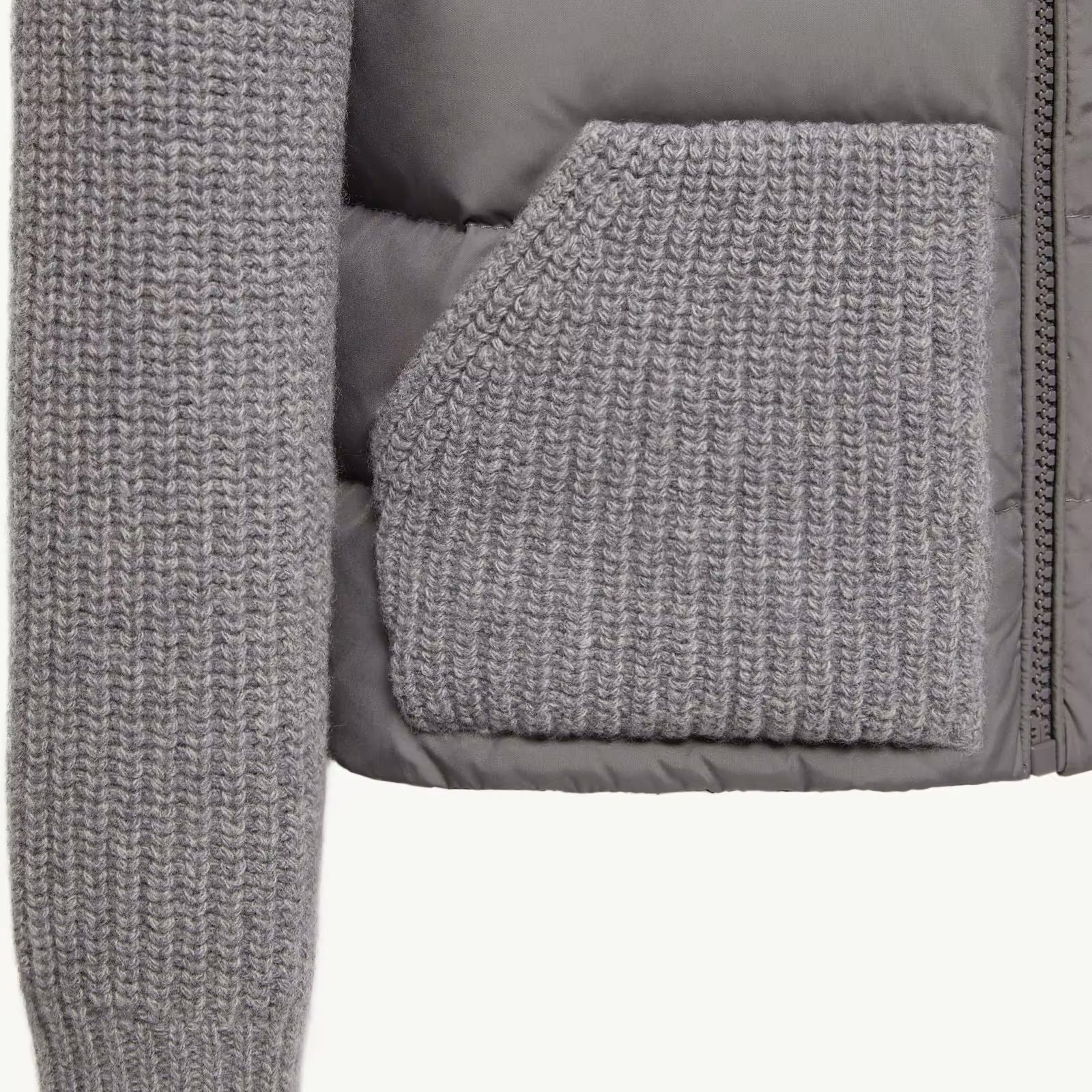 Girls Grey Padded Down Zip-Up Cardigan