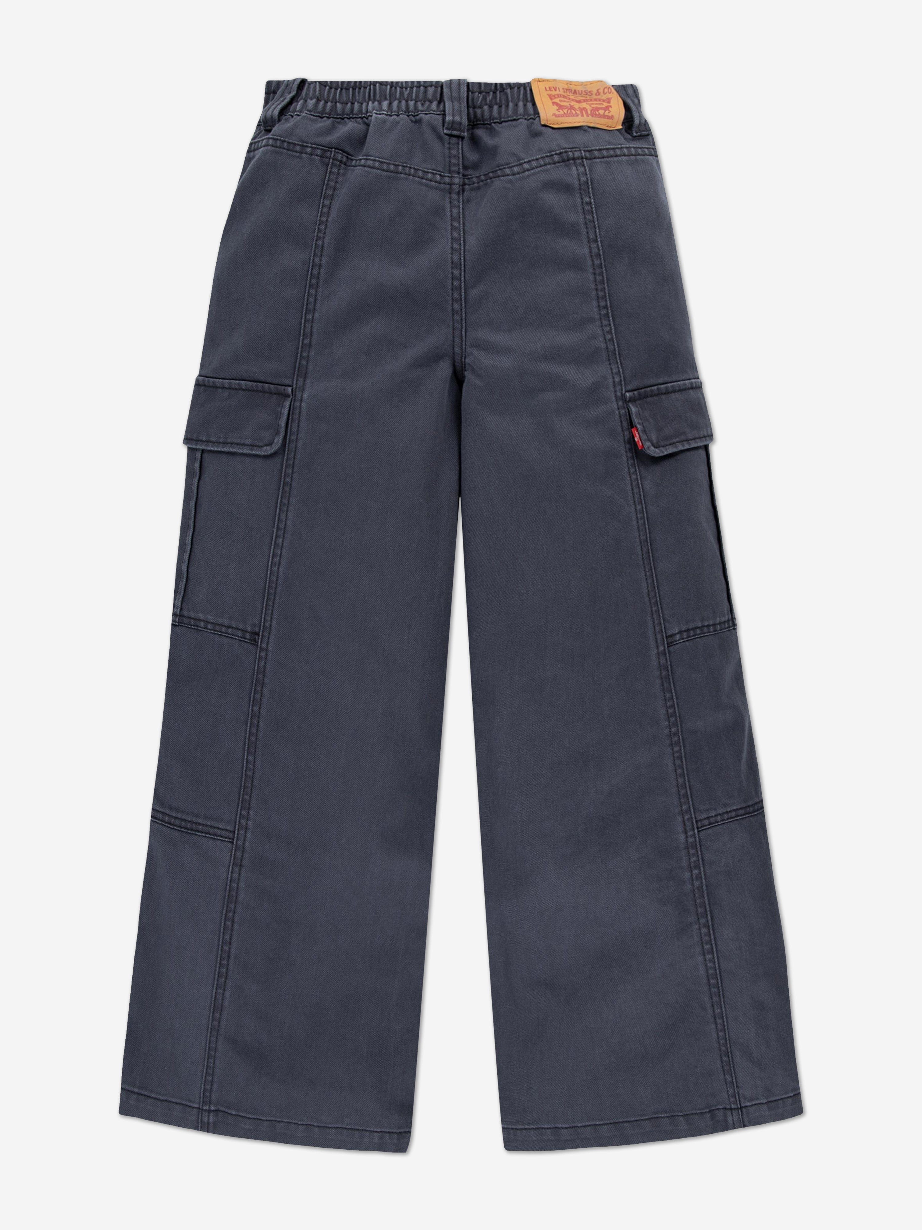 Girls '94 Baggy Wide Leg Cargo Jeans in Black