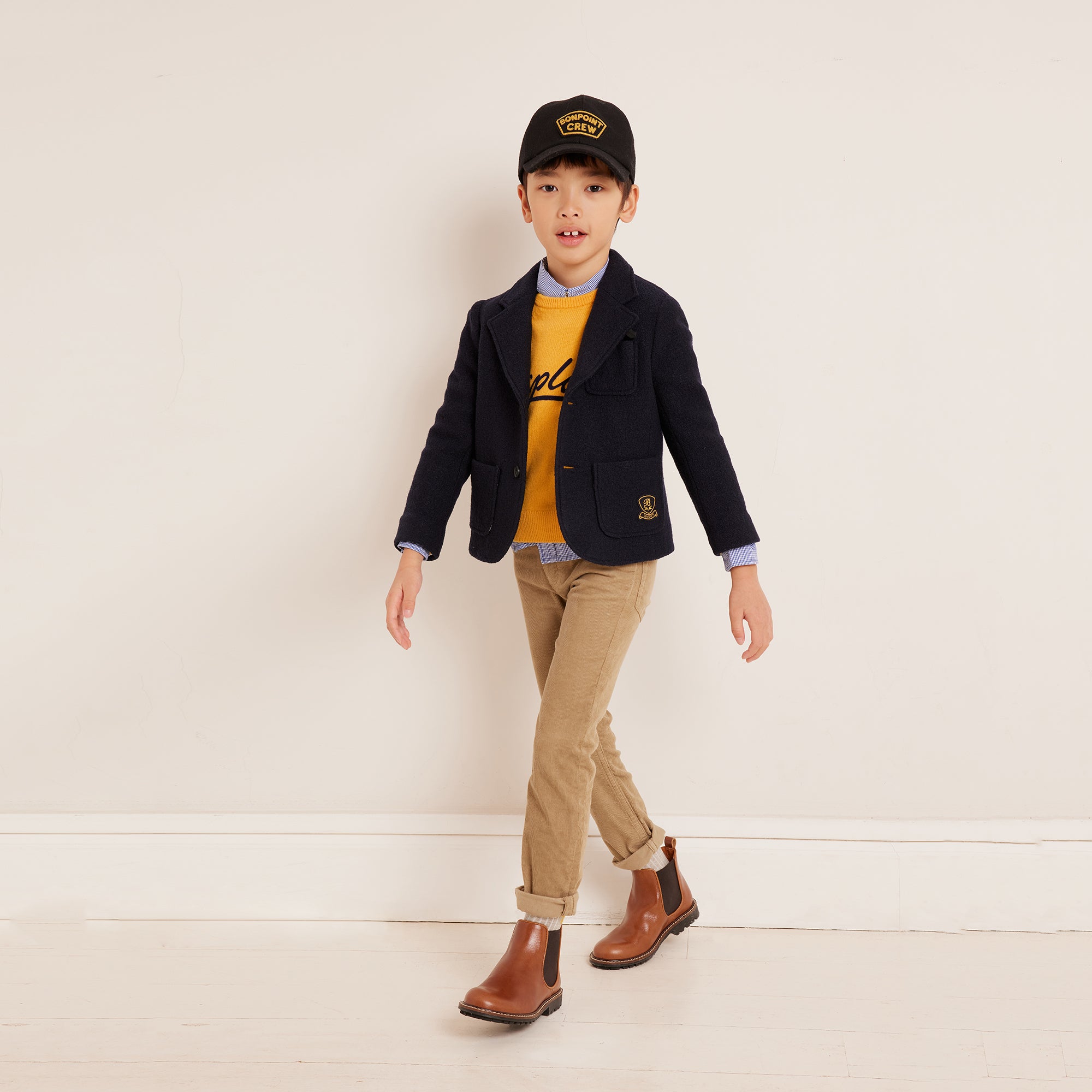 Boys Navy Wool Coat
