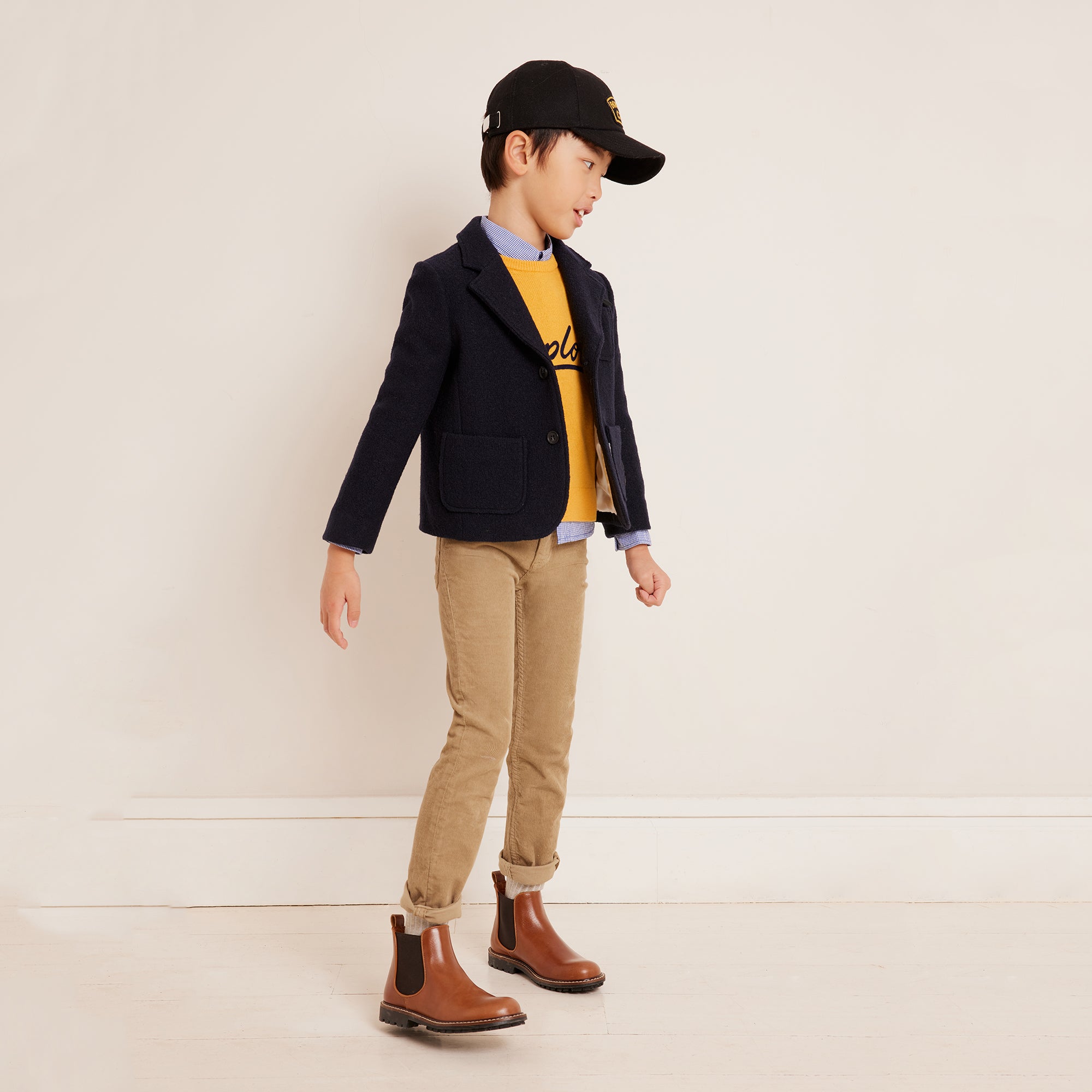Boys Navy Wool Coat