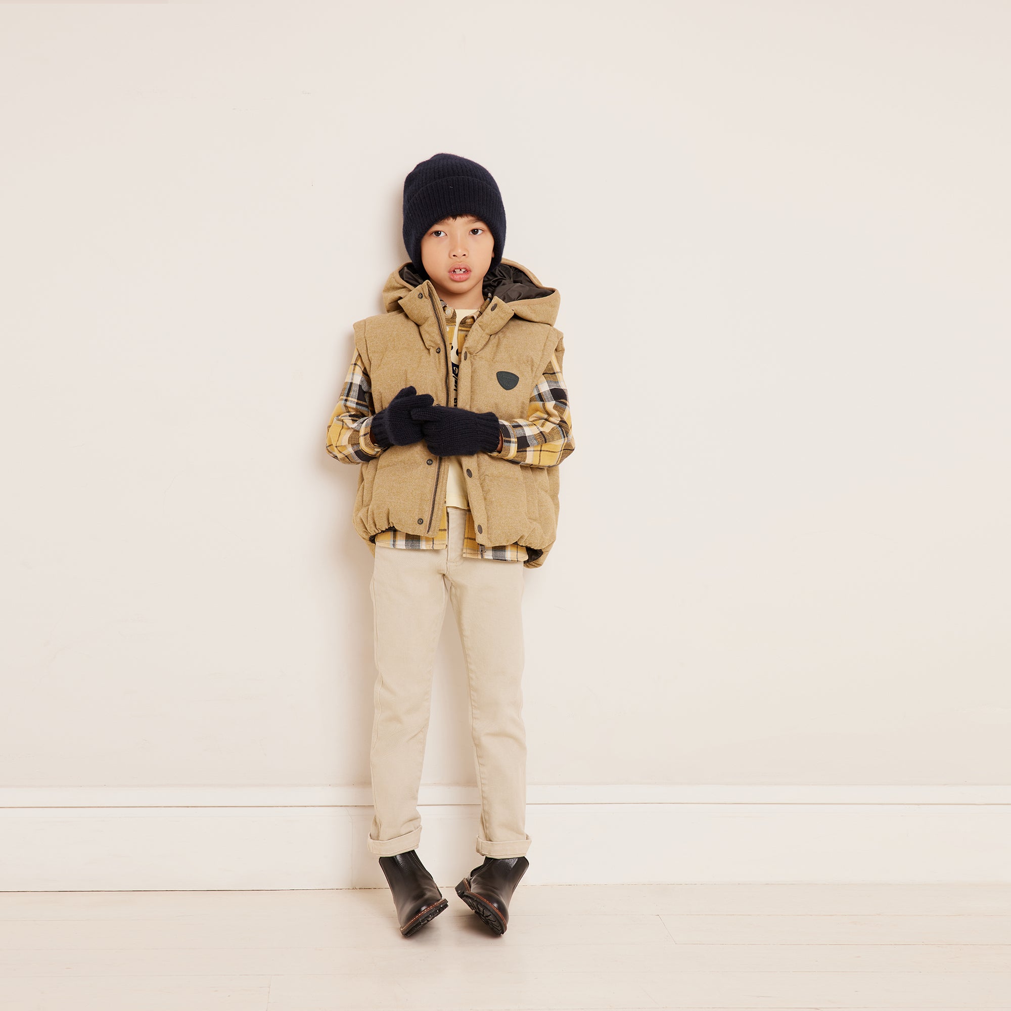 Boys Camel Padded Down Gilet