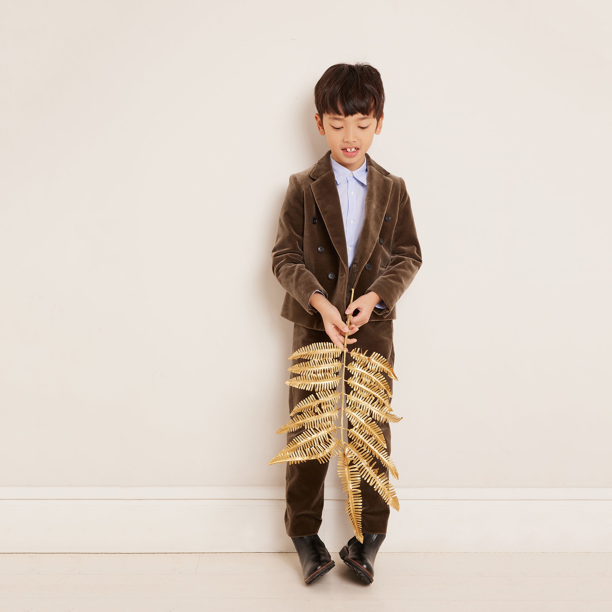 Boys & Girls Taupe Velvet Suit