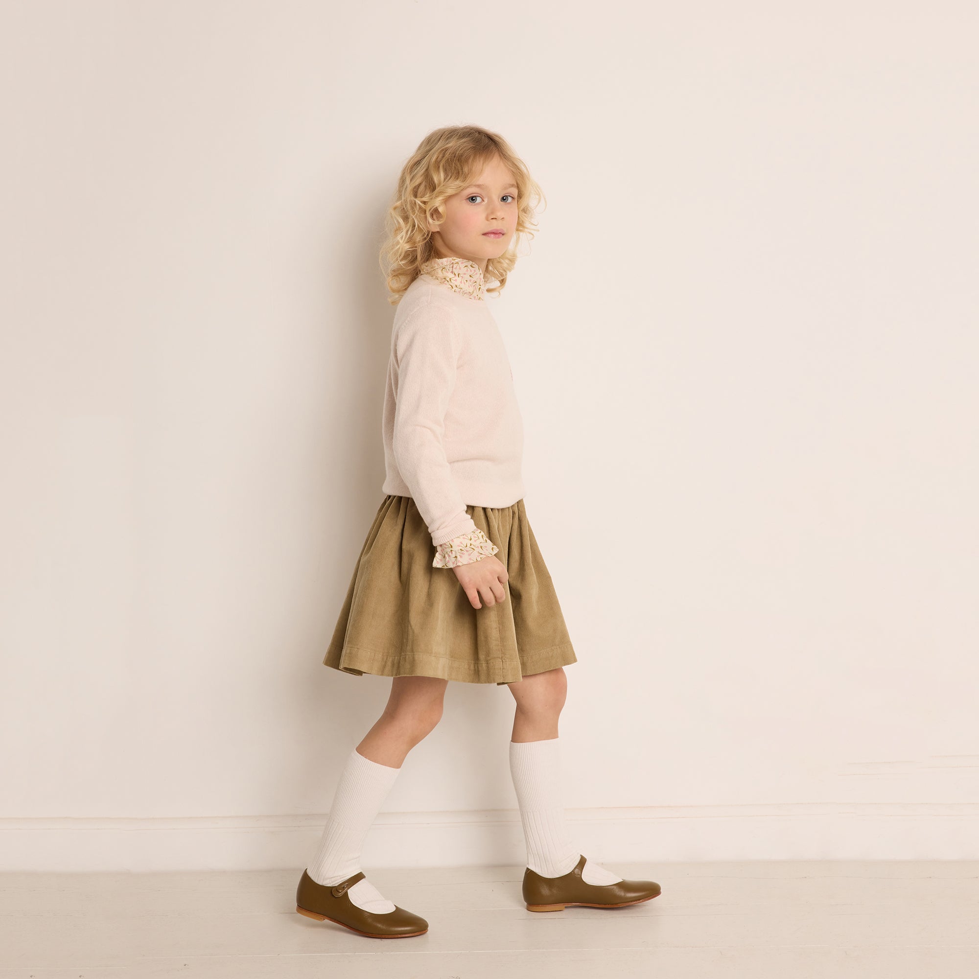 Girls Army Green Flat Shoes