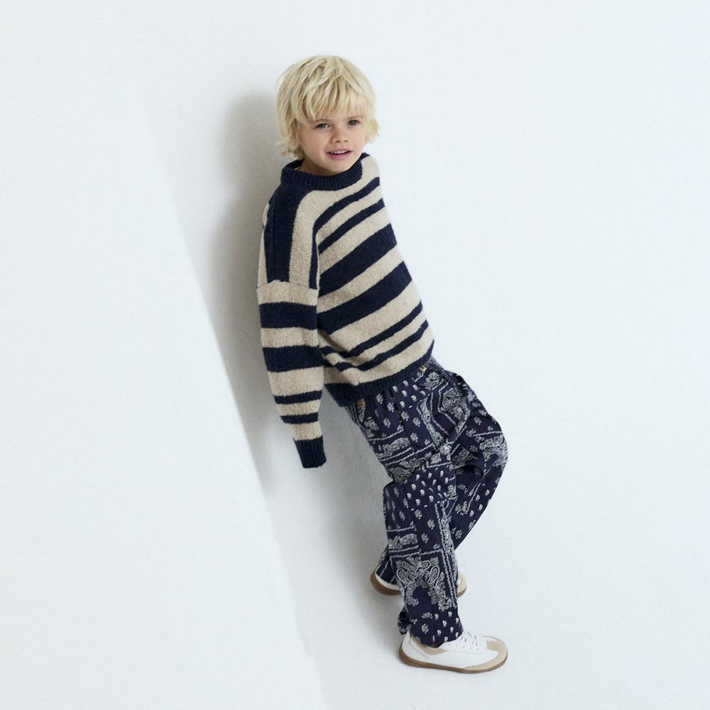 Boys & Girls Navy Stripes Wool Sweater