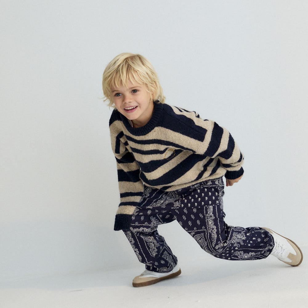 Boys & Girls Navy Stripes Wool Sweater