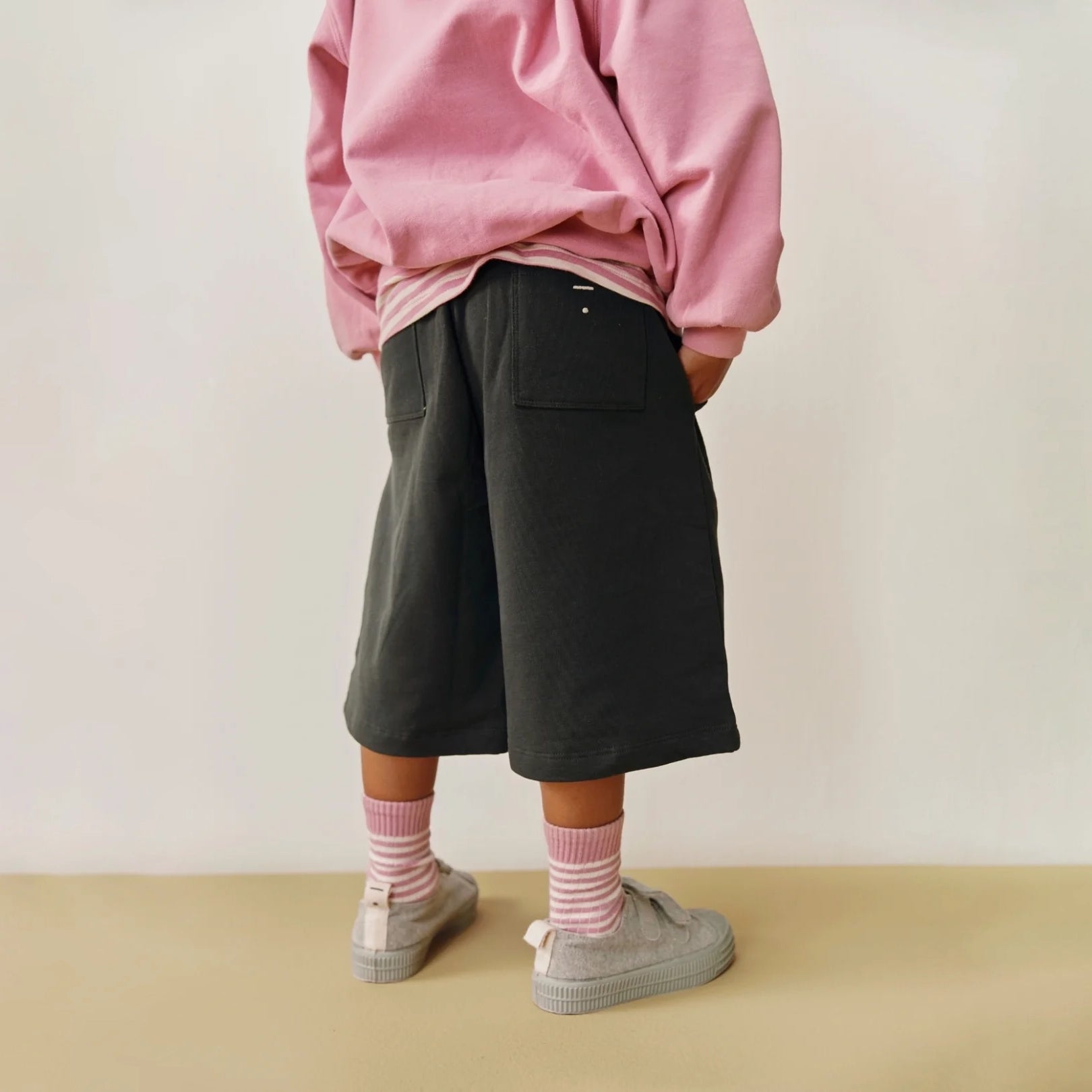 Boys & Girls Black Cotton Shorts