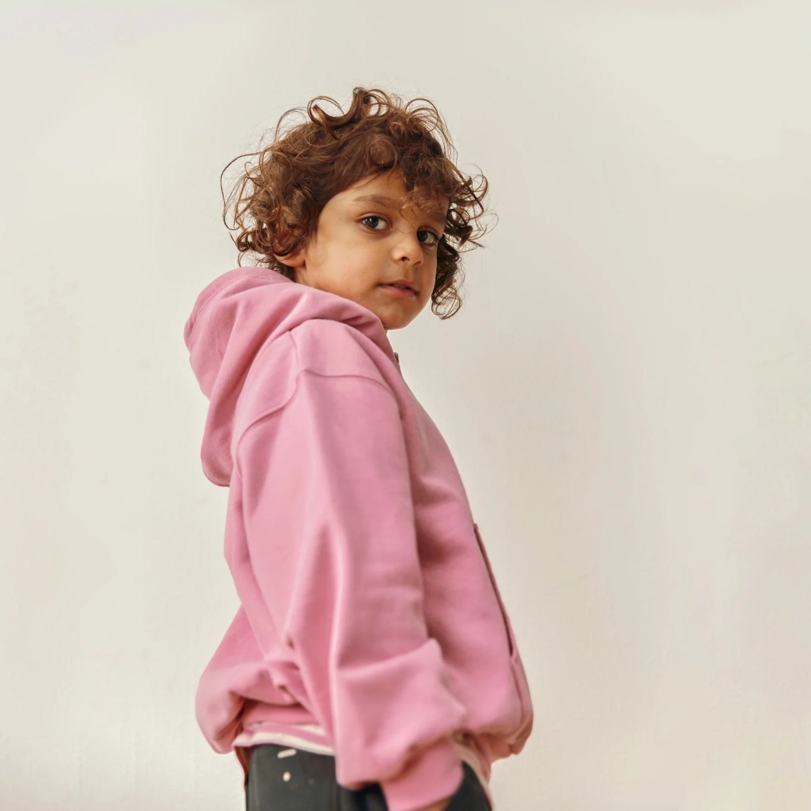 Boys & Girls Pink Hooded Cotton Sweatshirt