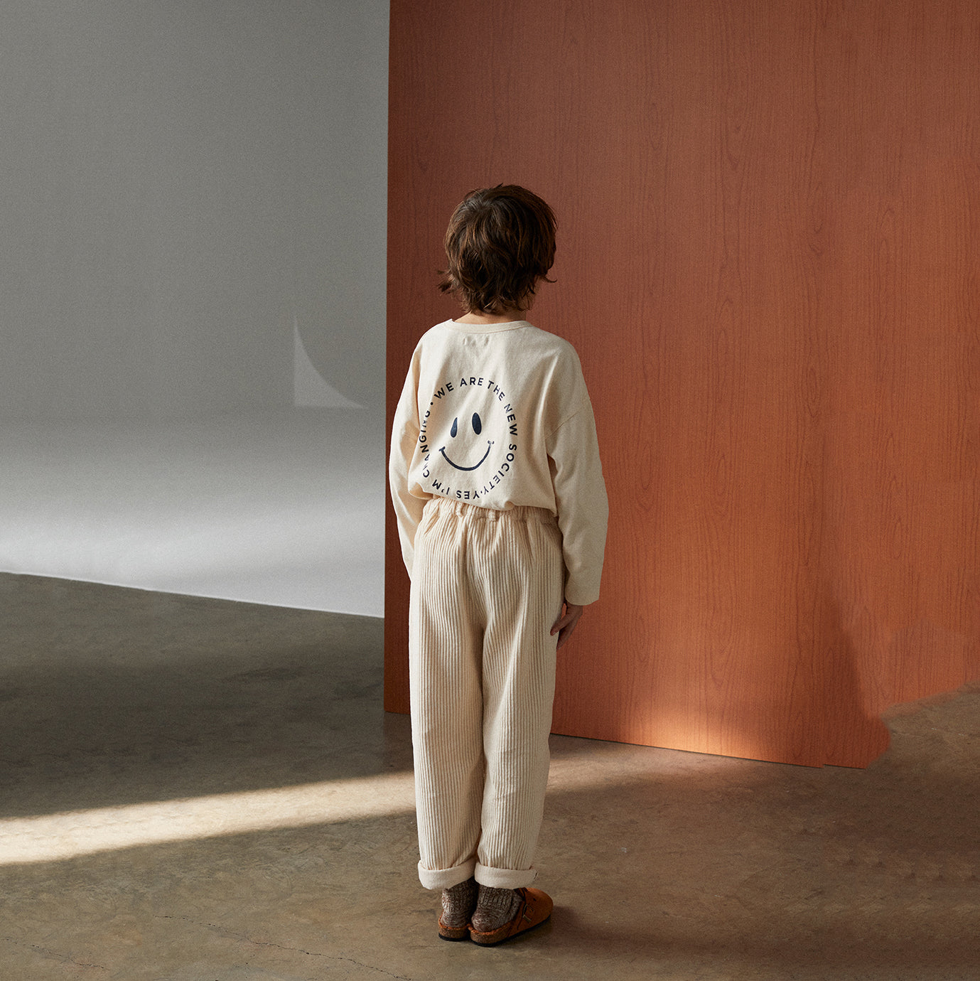 Boys & Girls Beige Cotton T-Shirt