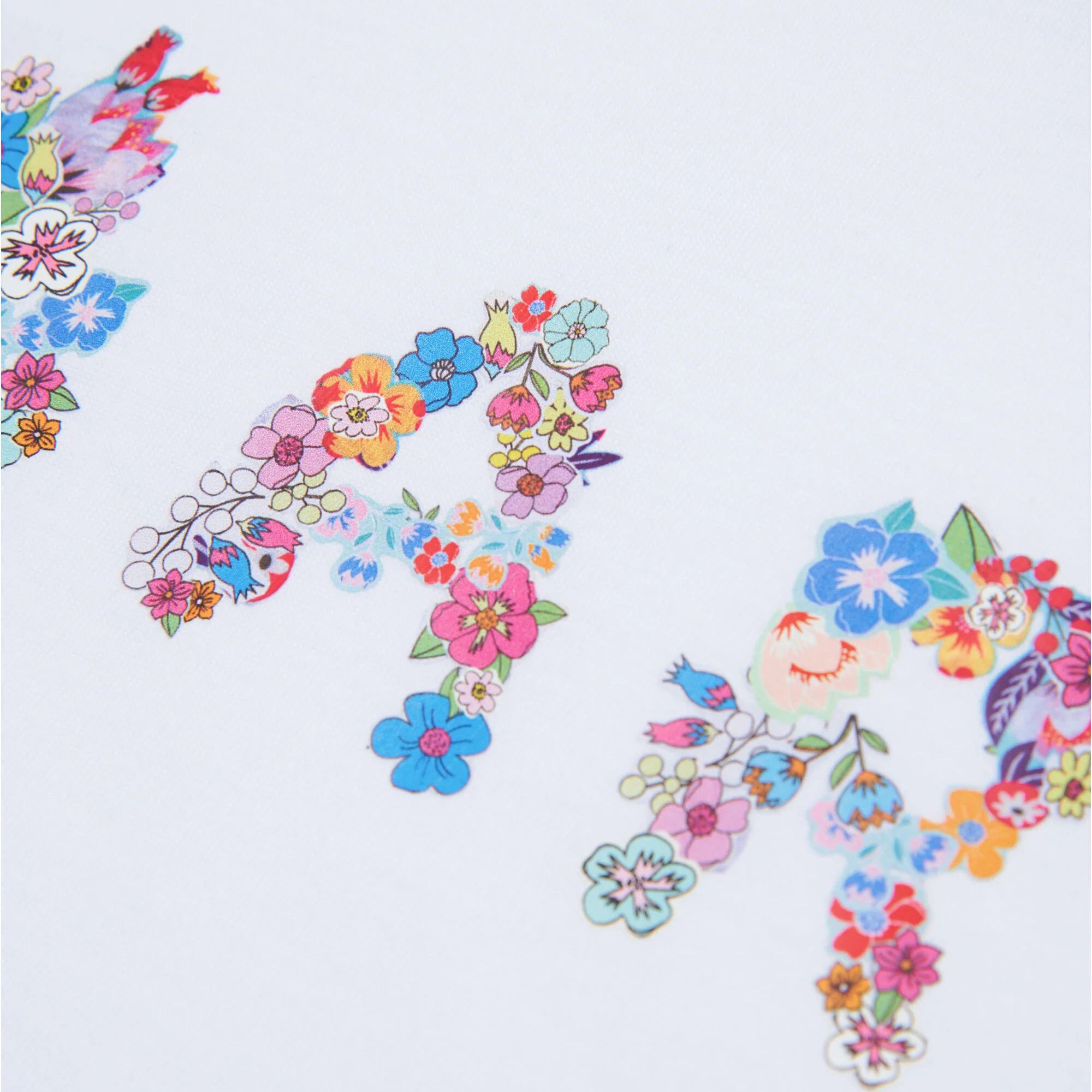 Girls White Printed Logo Cotton T-shirt