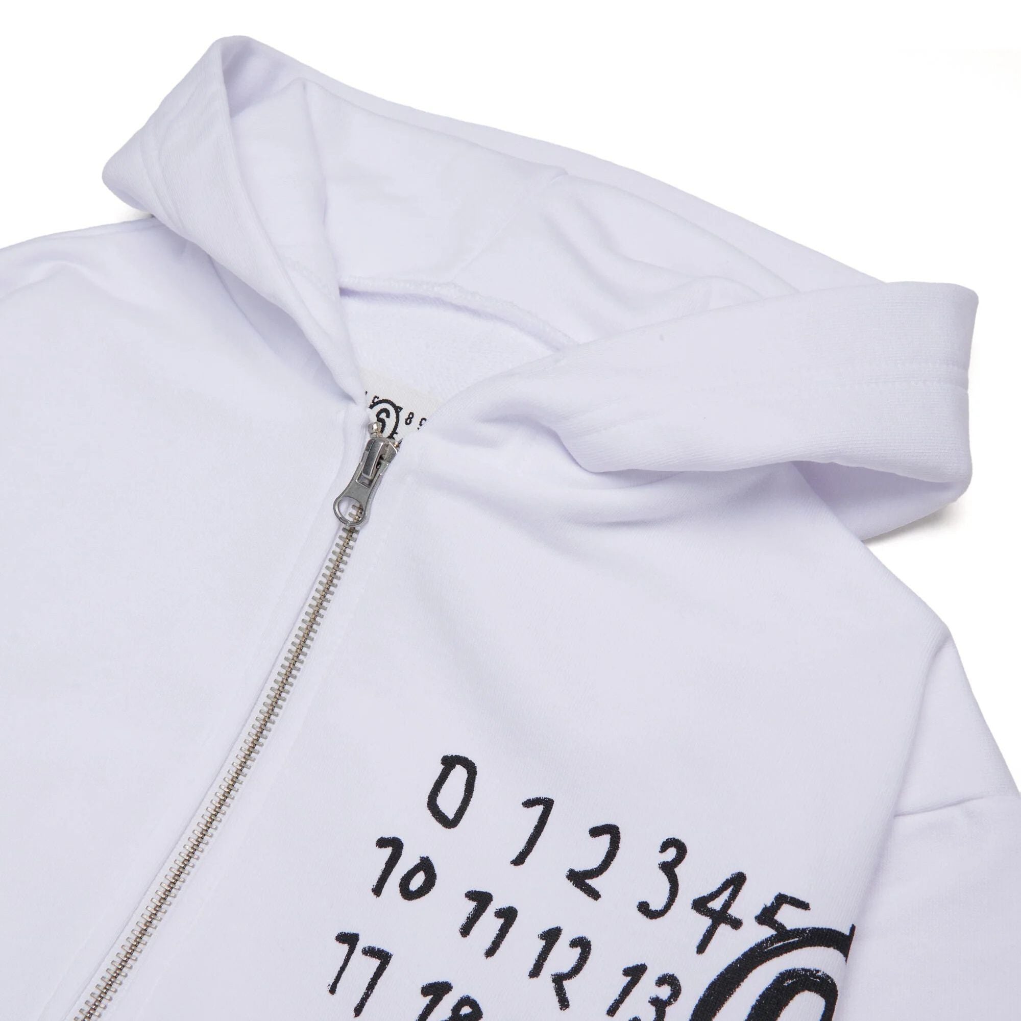 Boys & Girls White Logo Cotton Zip-Up Top