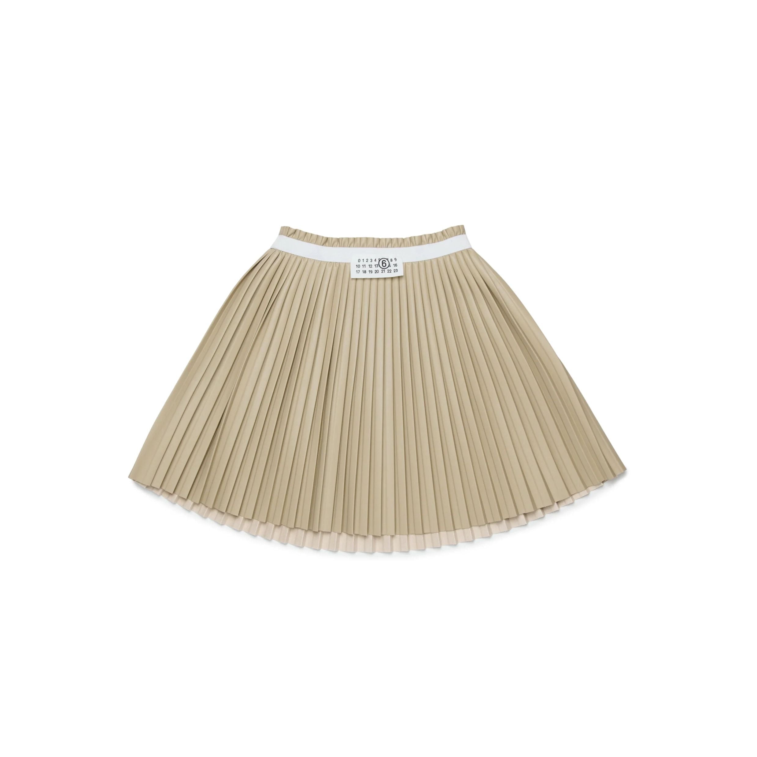 Girls Beige Pleated Skirt