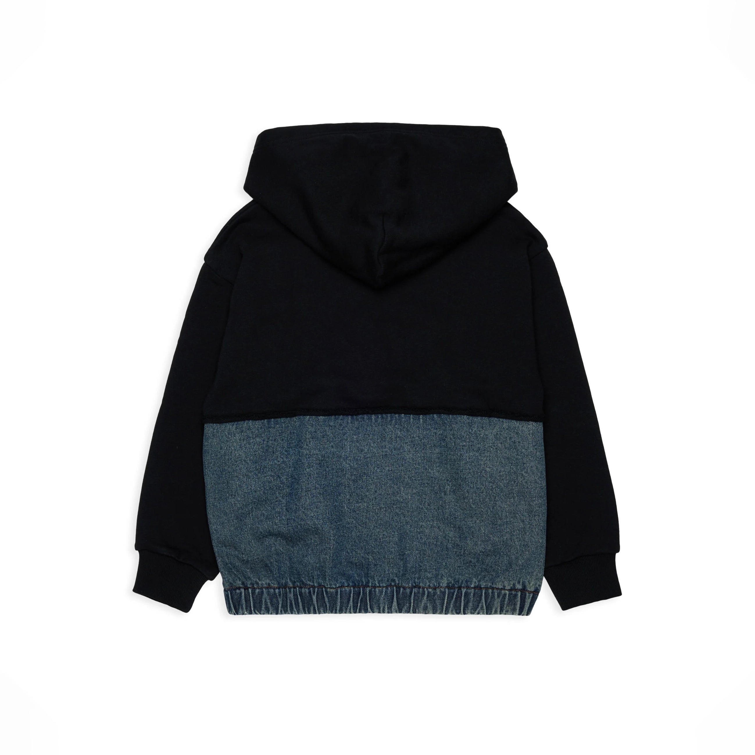 Boys & Girls Blue Denim Hooded Cotton Sweatshirt